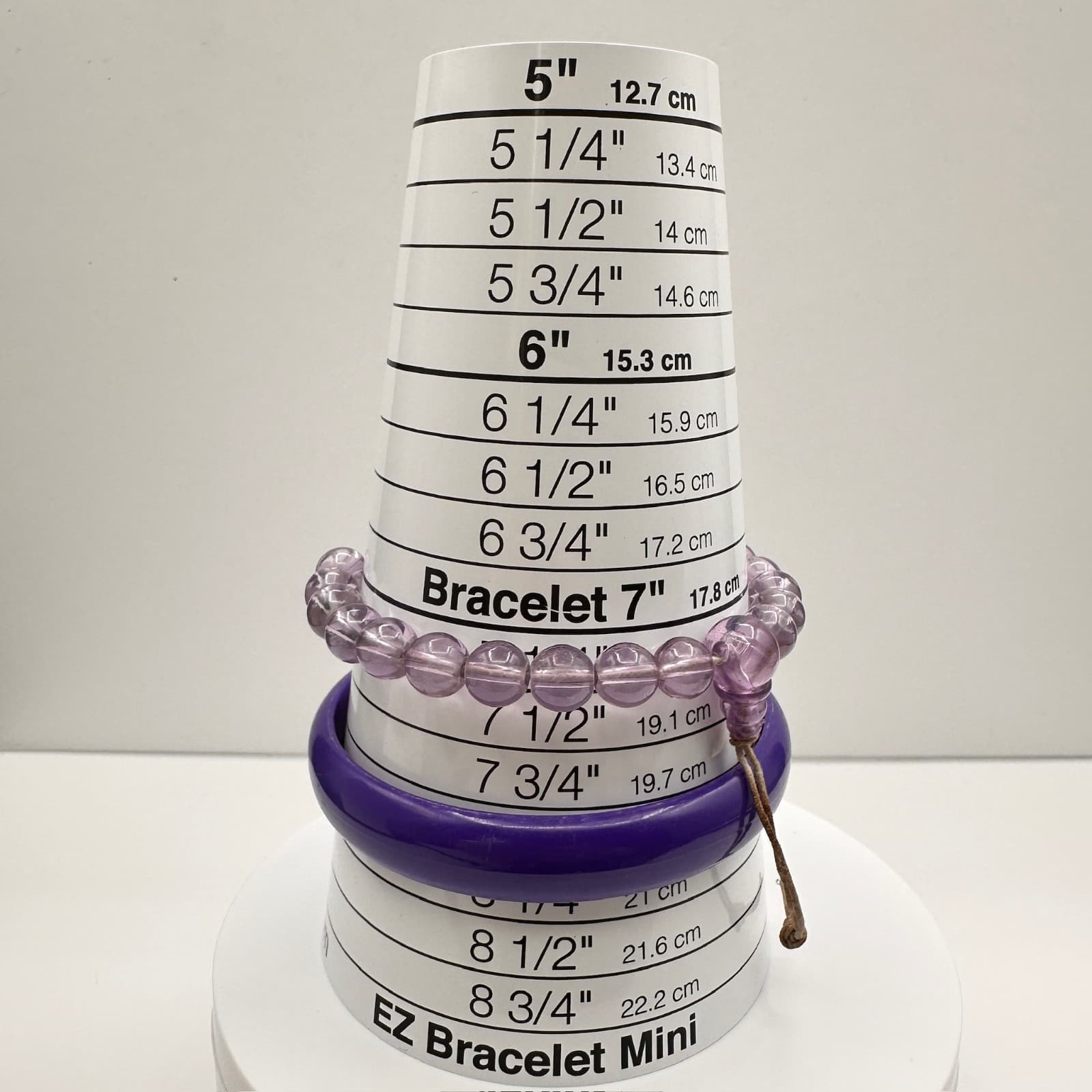 Vintage 90s Natural Bead Bracelet & Purple Lucite Bangle Set Women's Jewelry - Thumbnail 12