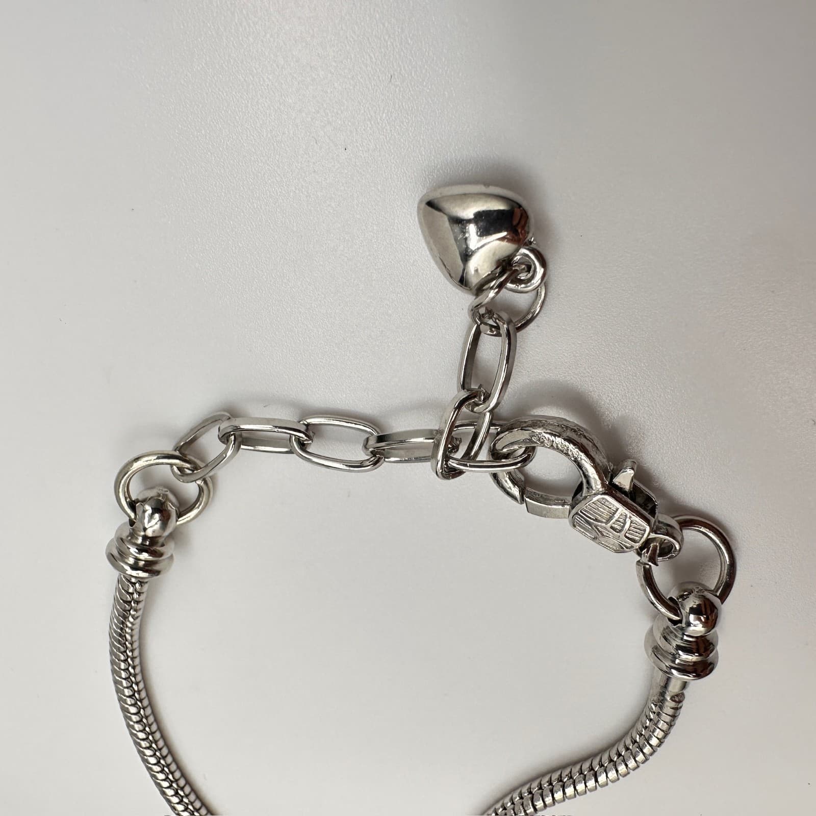 Vintage 90s Silver Tone Snake Chain Charm Bracelet Kit Lobster Clasp Jewelry - Thumbnail 6