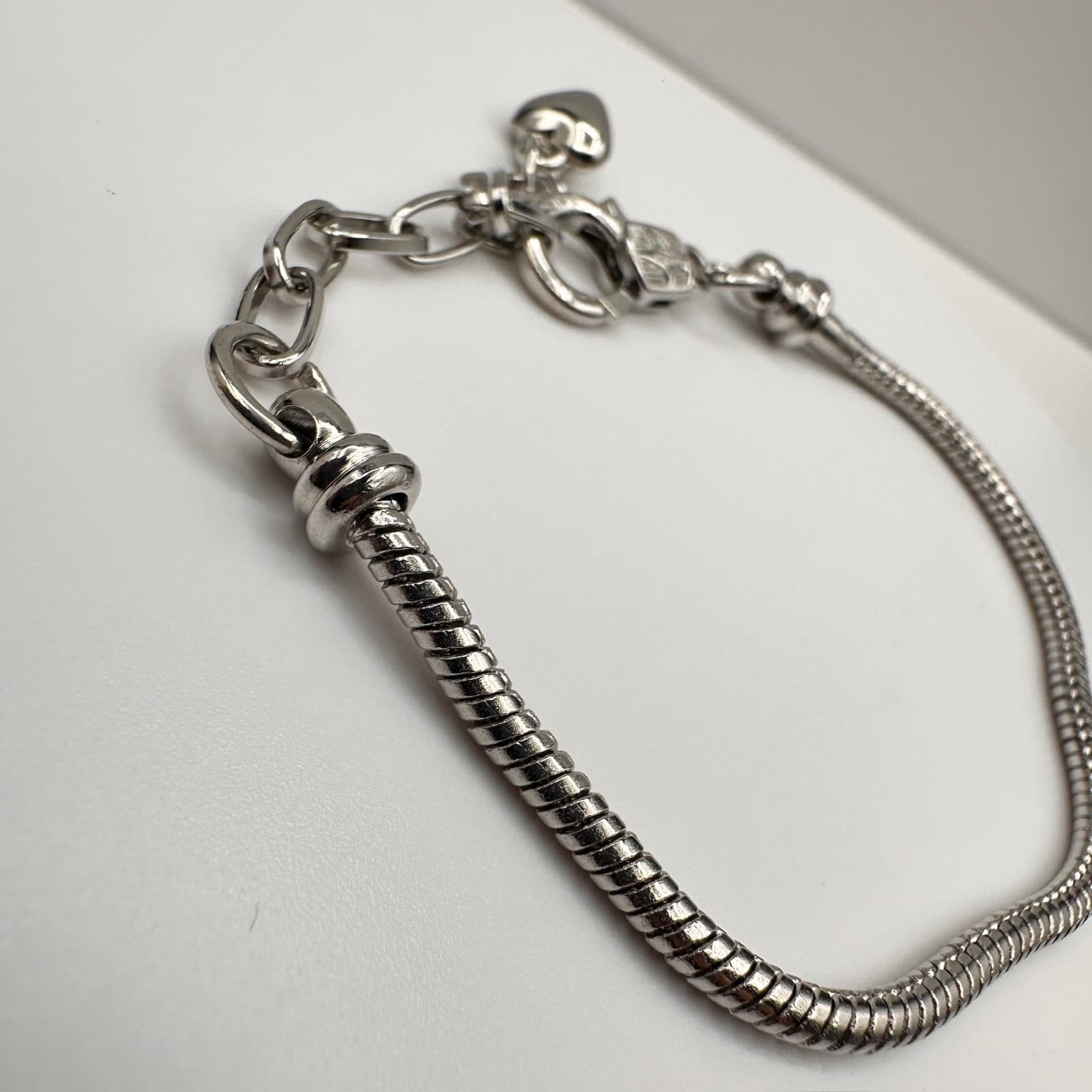 Vintage 90s Silver Tone Snake Chain Charm Bracelet Kit Lobster Clasp Jewelry - Thumbnail 2