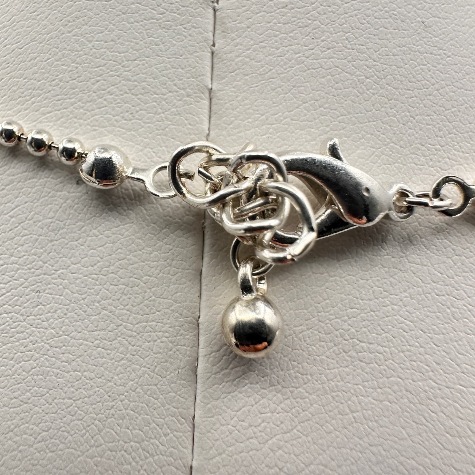 Vintage 90s Silver Tone Entwined Hearts Pendant Ball Chain Necklace Jewelry - Thumbnail 8