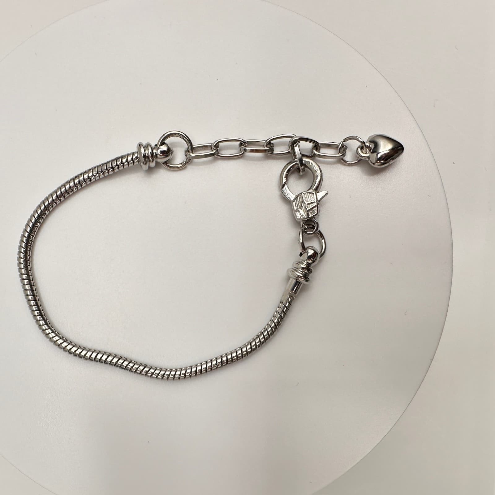 Vintage 90s Silver Tone Snake Chain Charm Bracelet Kit Lobster Clasp Jewelry - Thumbnail 9
