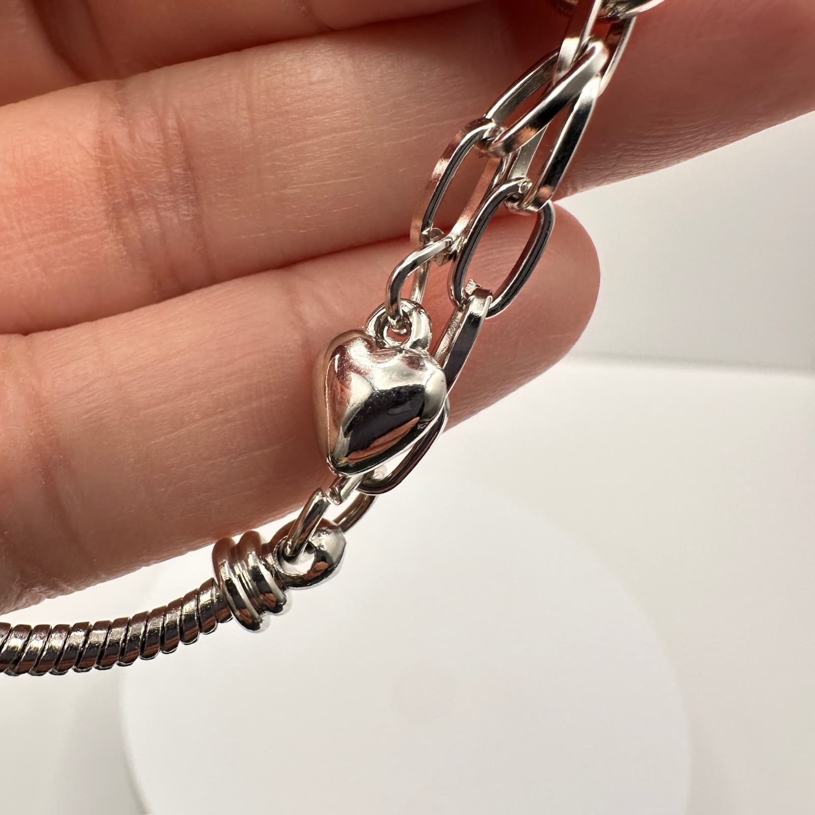 Vintage 90s Silver Tone Snake Chain Charm Bracelet Kit Lobster Clasp Jewelry - Thumbnail 11