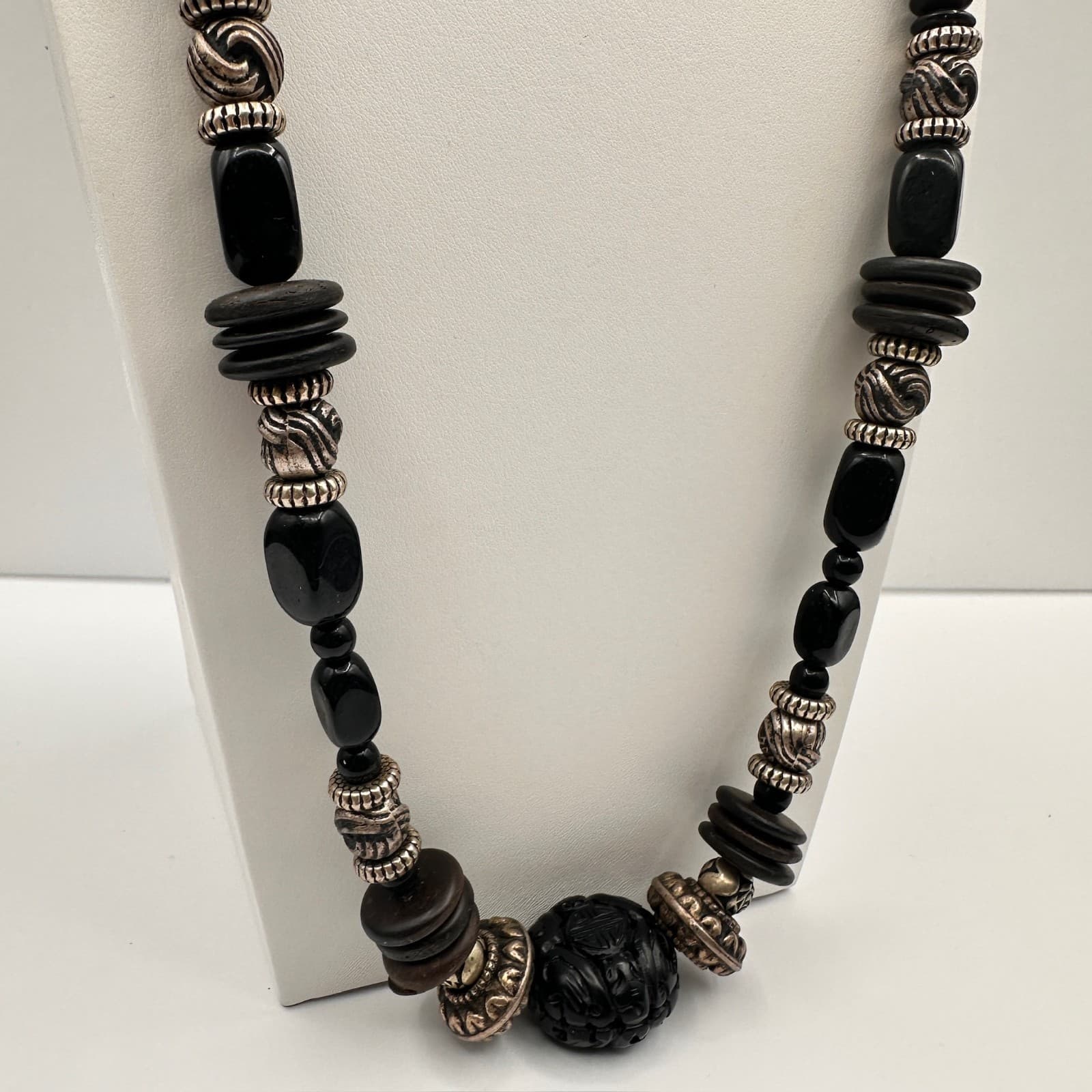 Vintage 90s Ethnic Statement Necklace Beads Boho Women's Classic Jewelry - Thumbnail 2