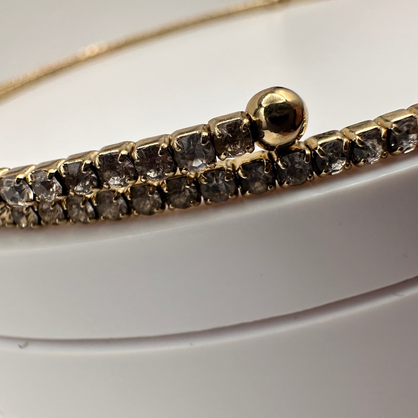 Vintage 80s Gold Tone Rhinestone Flexible Coil Wrap Choker Necklace Jewelry - Thumbnail 5