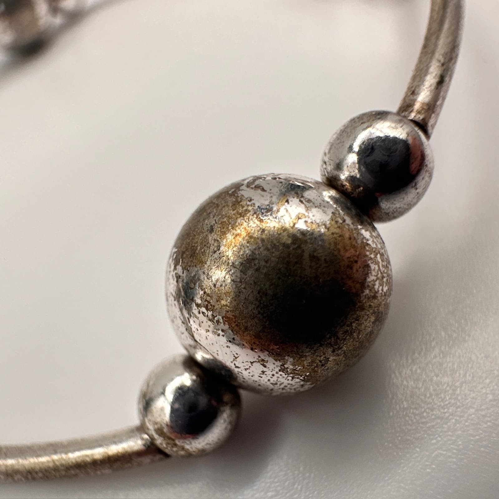 Vintage 60s Silver Tone Beaded Bracelet Boho Statement Women's Jewelry - Thumbnail 11