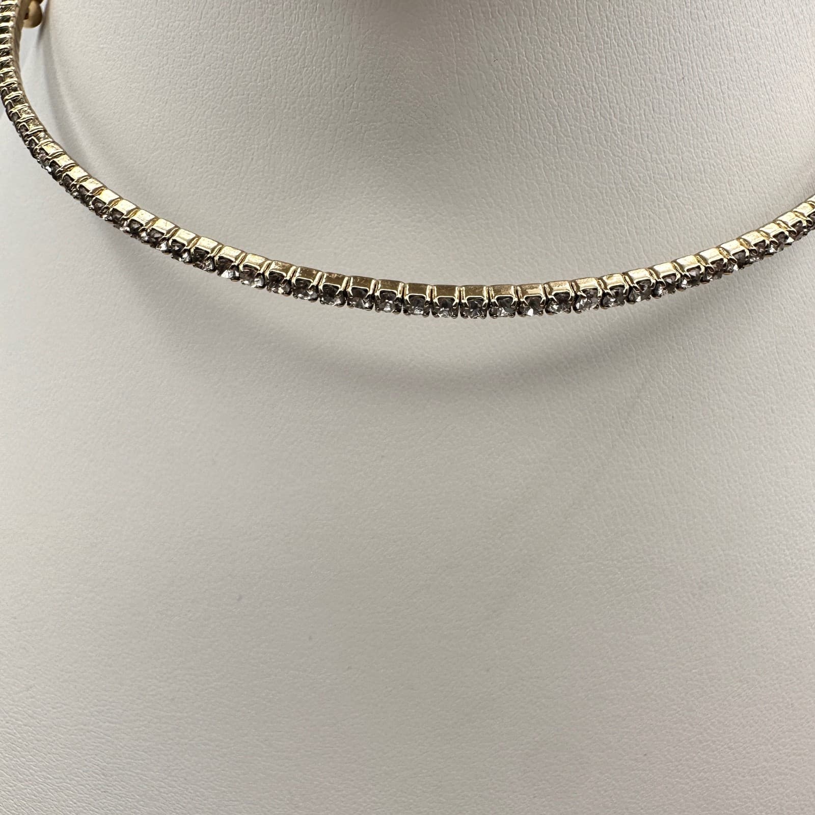 Vintage 80s Gold Tone Rhinestone Flexible Coil Wrap Choker Necklace Jewelry - Thumbnail 7