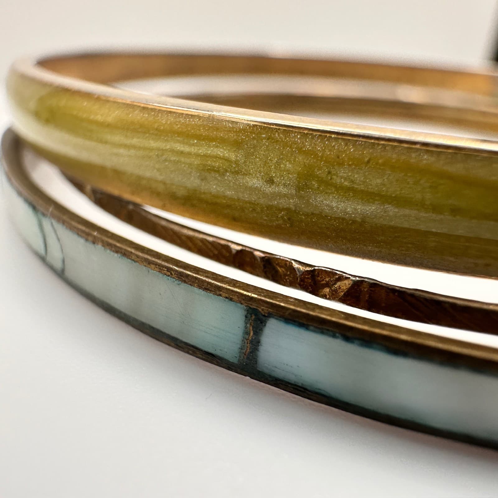 Vintage 80s Mixed Metal Bangle Bracelets Set Bohemian Boohoo Estate Jewelry - Thumbnail 4