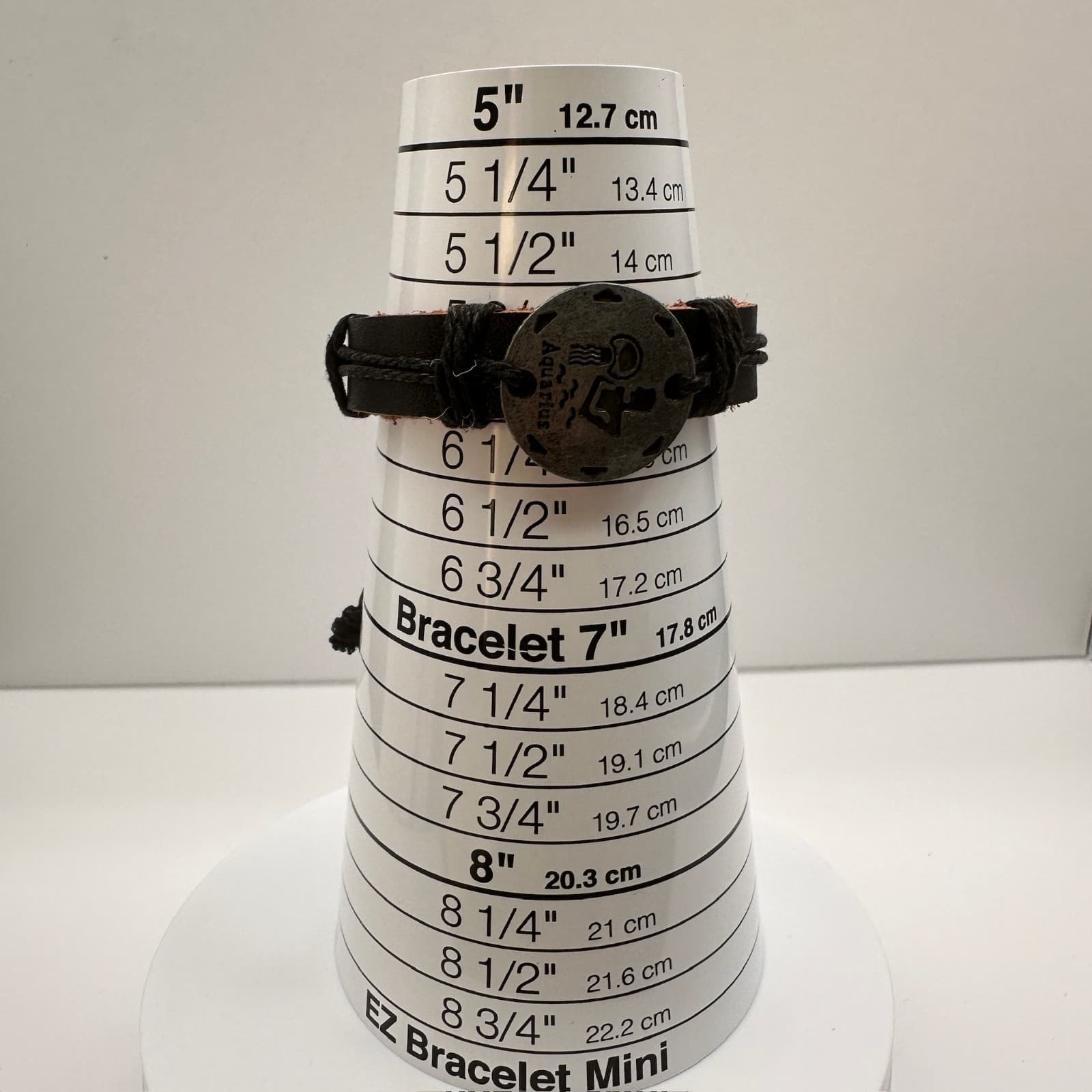 Vintage 90s Aquarius Zodiac Leather Bracelet Black & Brown Adjustable Unisex - Thumbnail 13