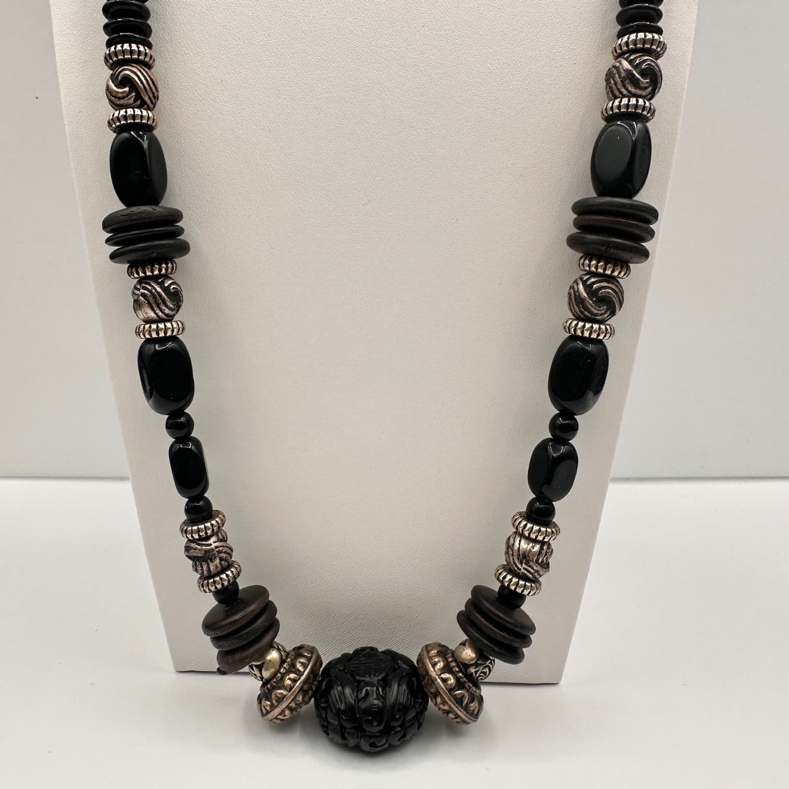 Vintage 90s Ethnic Statement Necklace Beads Boho Women's Classic Jewelry - Thumbnail 13