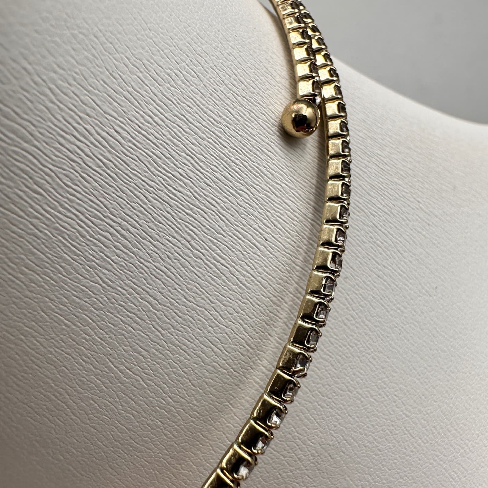 Vintage 80s Gold Tone Rhinestone Flexible Coil Wrap Choker Necklace Jewelry - Thumbnail 9