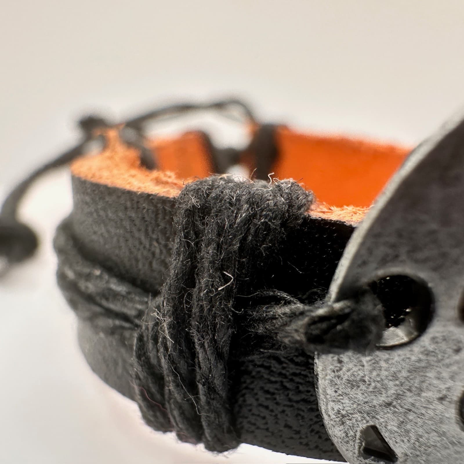 Vintage 90s Aquarius Zodiac Leather Bracelet Black & Brown Adjustable Unisex - Thumbnail 5