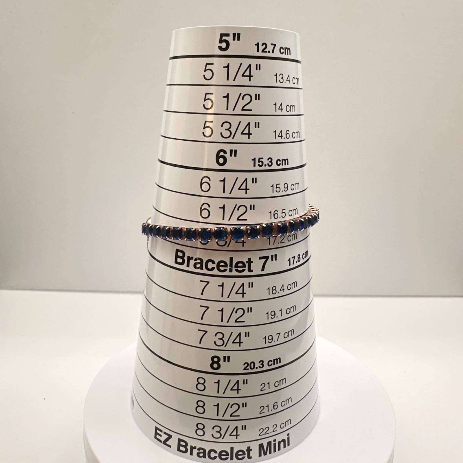 Vintage 90s Y2K Rose Gold Tone Blue Sapphire CZ Bolo Tennis Bracelet Adjustable - Thumbnail 11