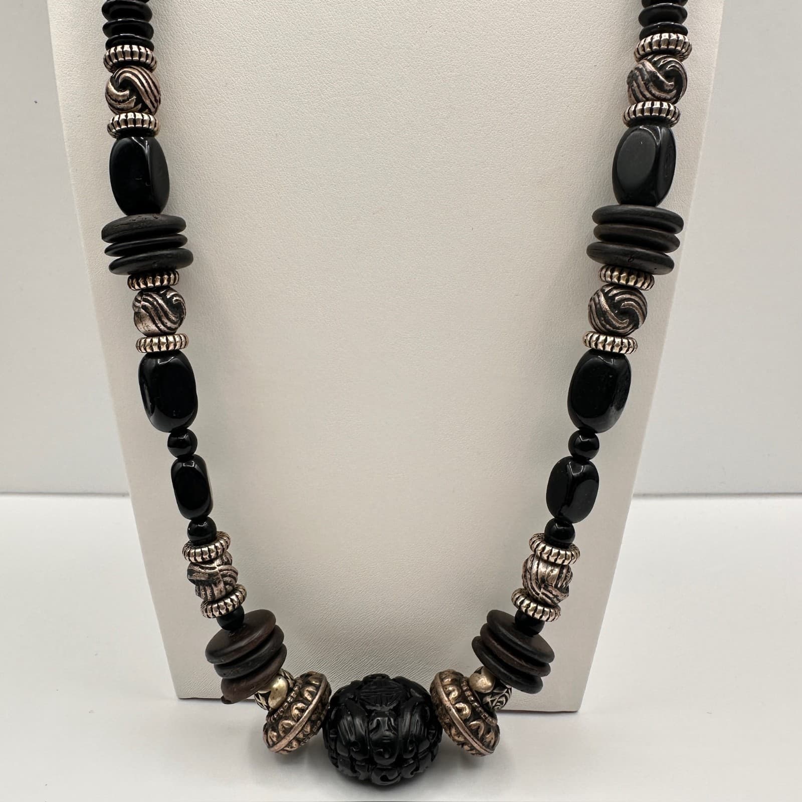 Vintage 90s Ethnic Statement Necklace Beads Boho Women's Classic Jewelry - Thumbnail 14