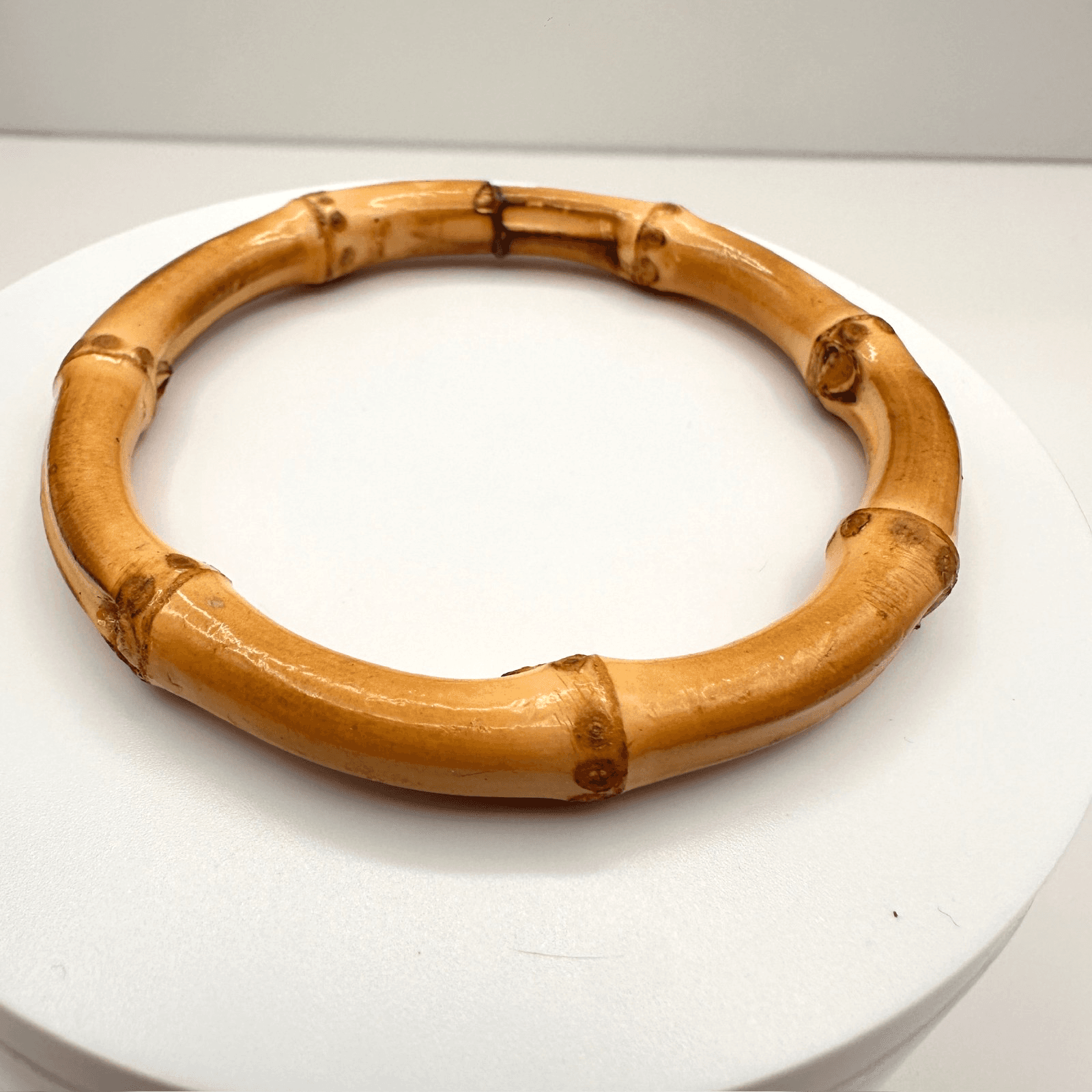 Vintage 90s Natural Bamboo Root Bangle Boho Statement Organic Wood Jewelry - Image 1