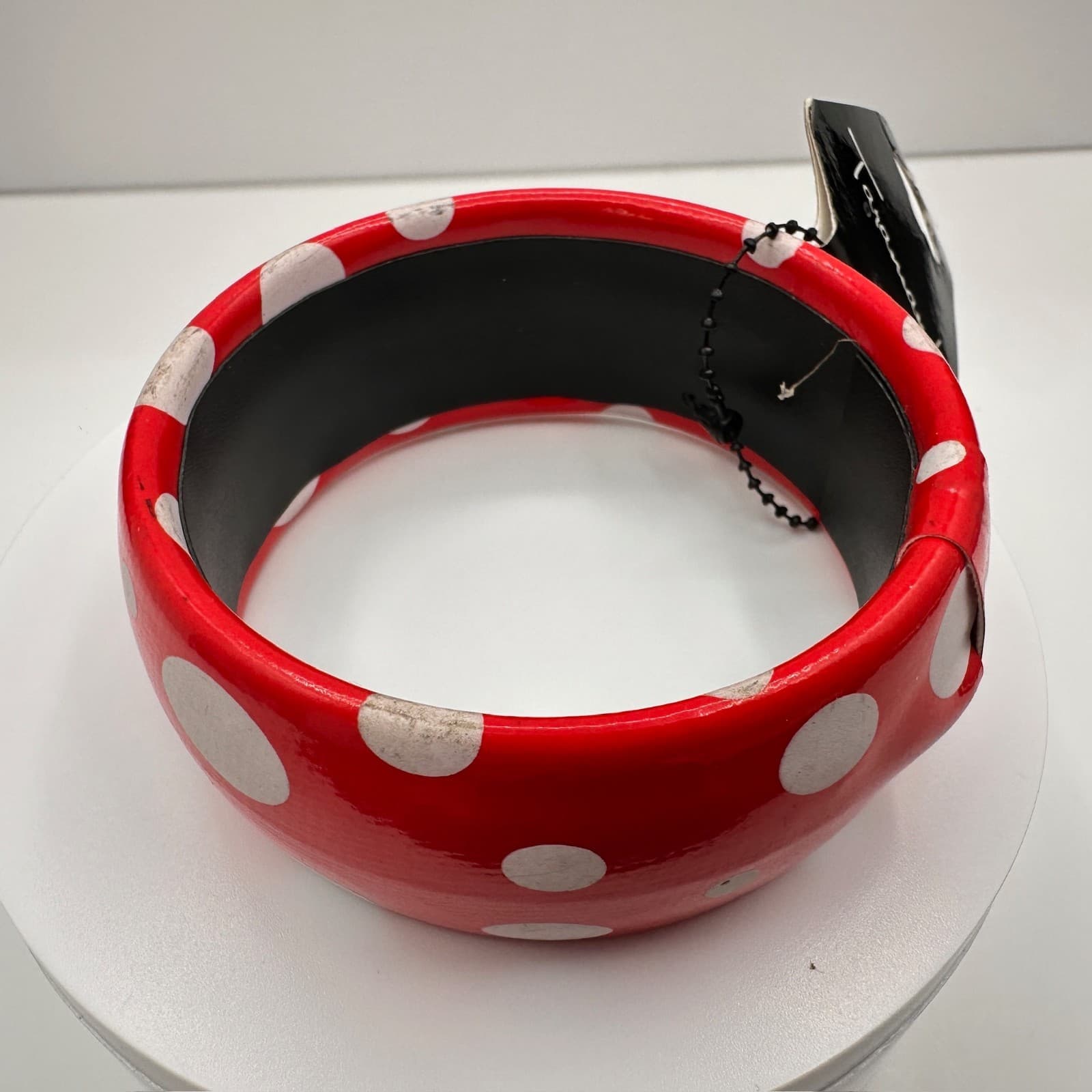 Vintage 90s Taramanda White Polka Dot Red Bangle Bracelet Retro Bold Fashion - Thumbnail 4