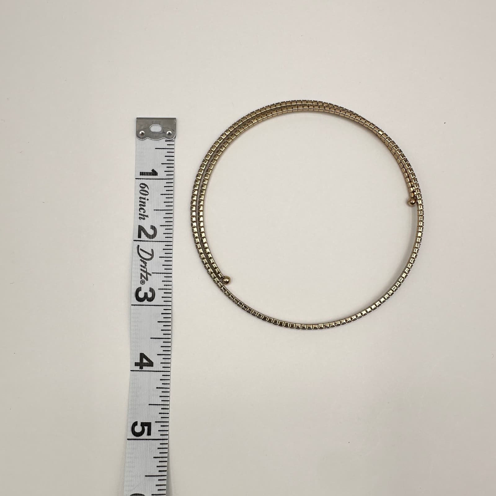 Vintage 80s Gold Tone Rhinestone Flexible Coil Wrap Choker Necklace Jewelry - Thumbnail 11