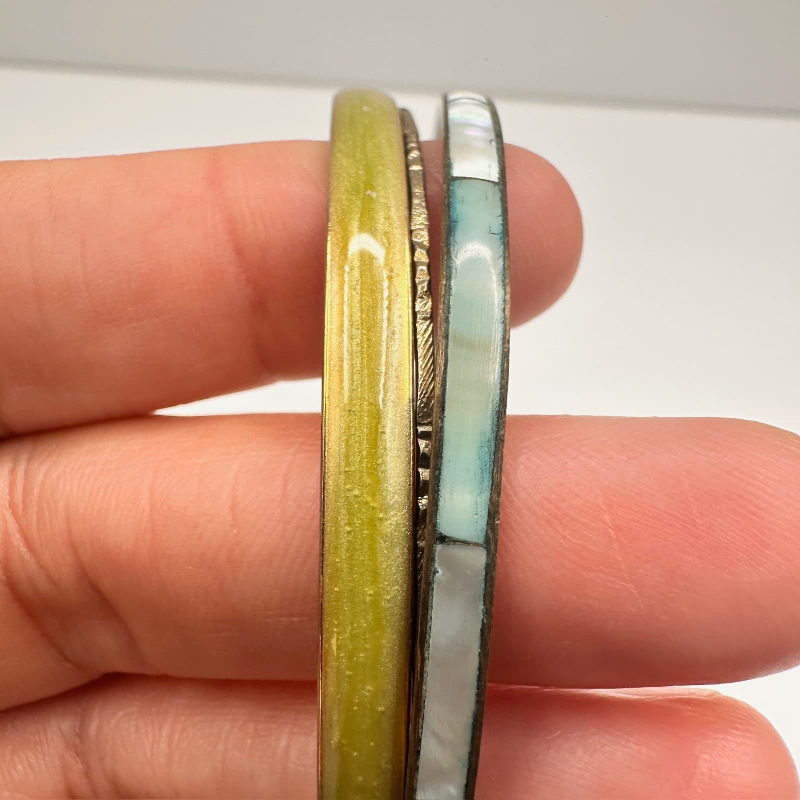 Vintage 80s Mixed Metal Bangle Bracelets Set Bohemian Boohoo Estate Jewelry - Thumbnail 8