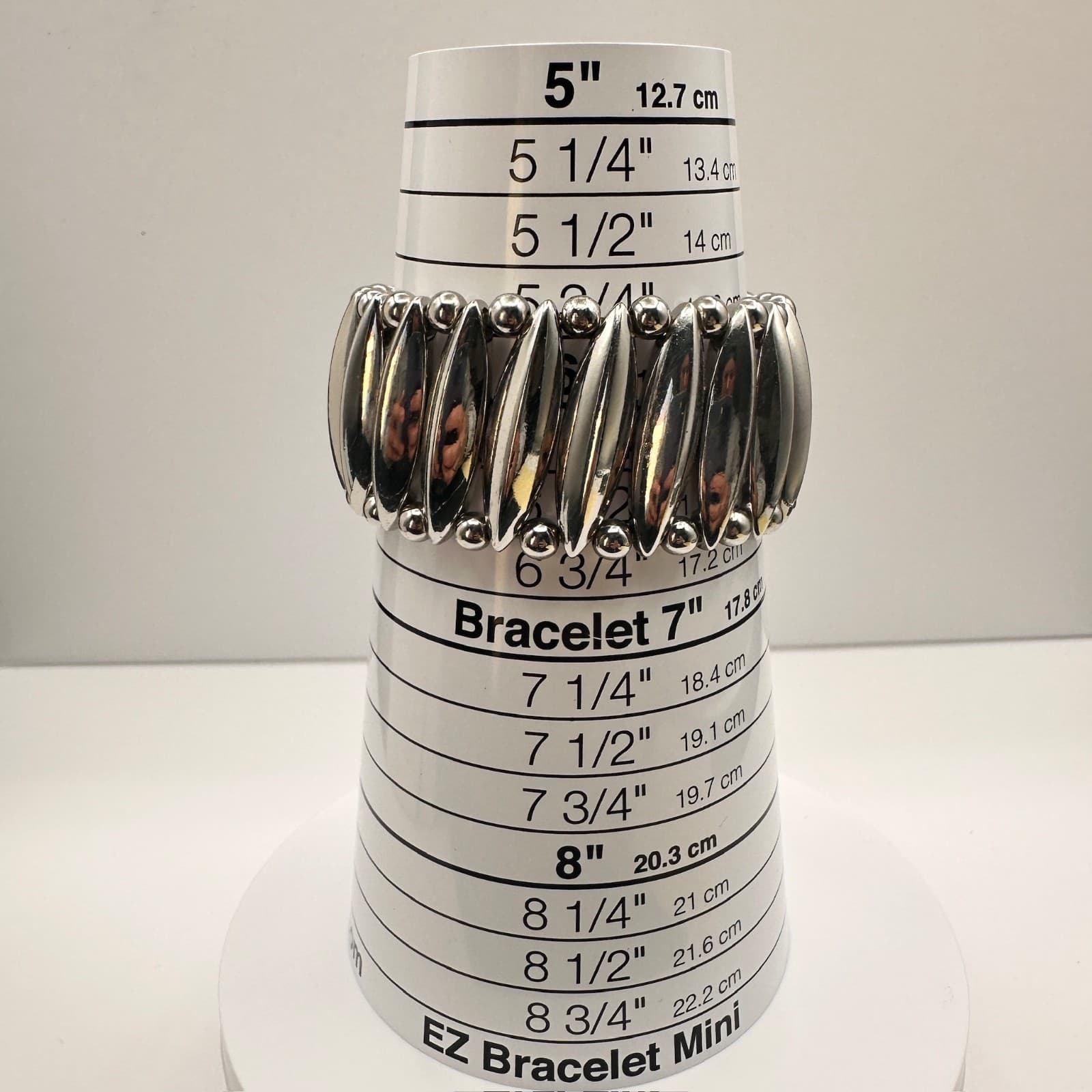 Vintage Y2K 90s Silver Tone Stretch Bracelet Chunky Mächtiges Armband Jewelry - Thumbnail 10