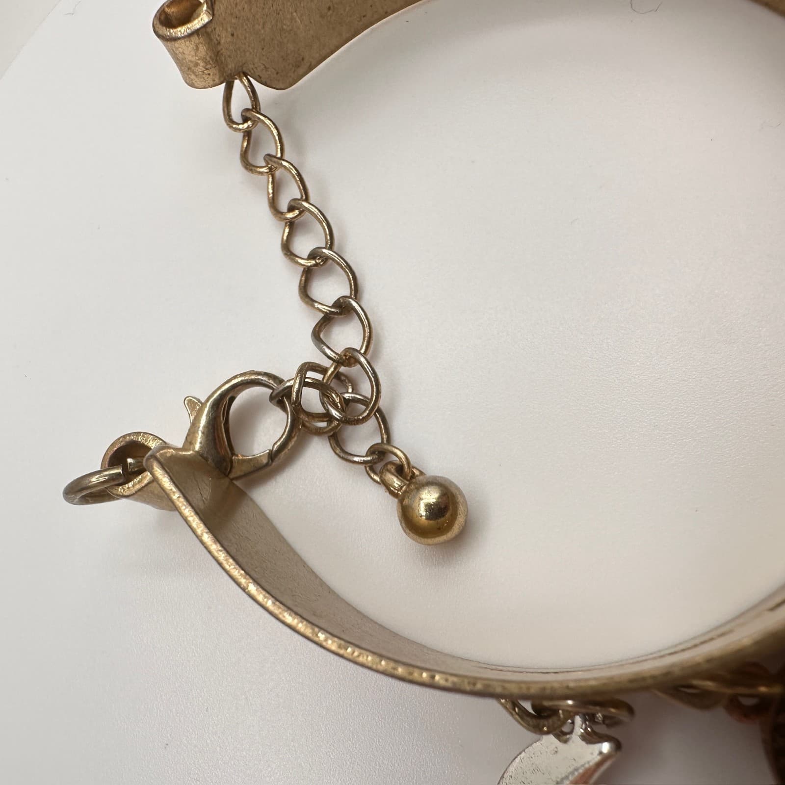 Vintage 90s Boho Gold Tone Hand Bracelet Charms Tassels Peace Sun Coins Jewelry - Thumbnail 13