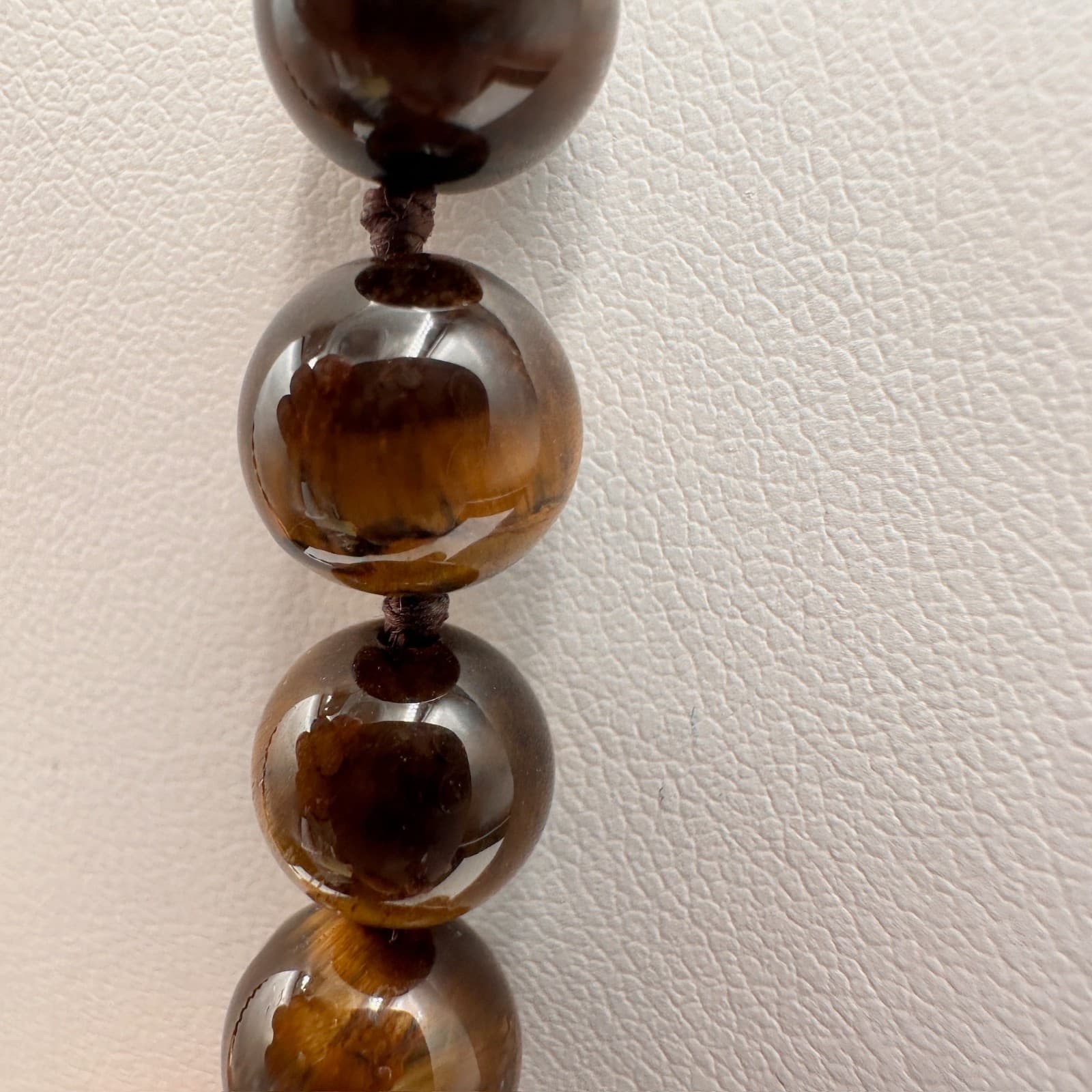 Vintage 80s Chunky Agate Tiger Stone Bead Statement Necklace Women's Jewelry - Thumbnail 6