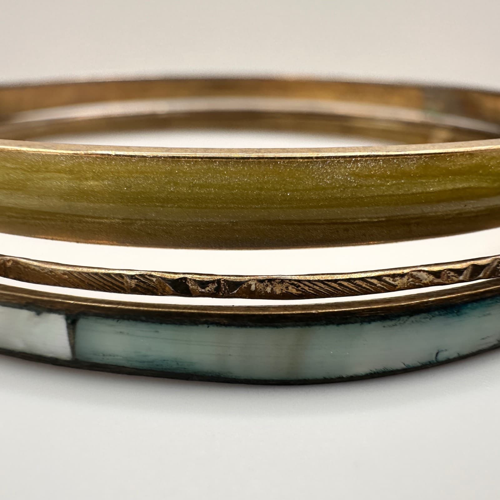 Vintage 80s Mixed Metal Bangle Bracelets Set Bohemian Boohoo Estate Jewelry - Thumbnail 5