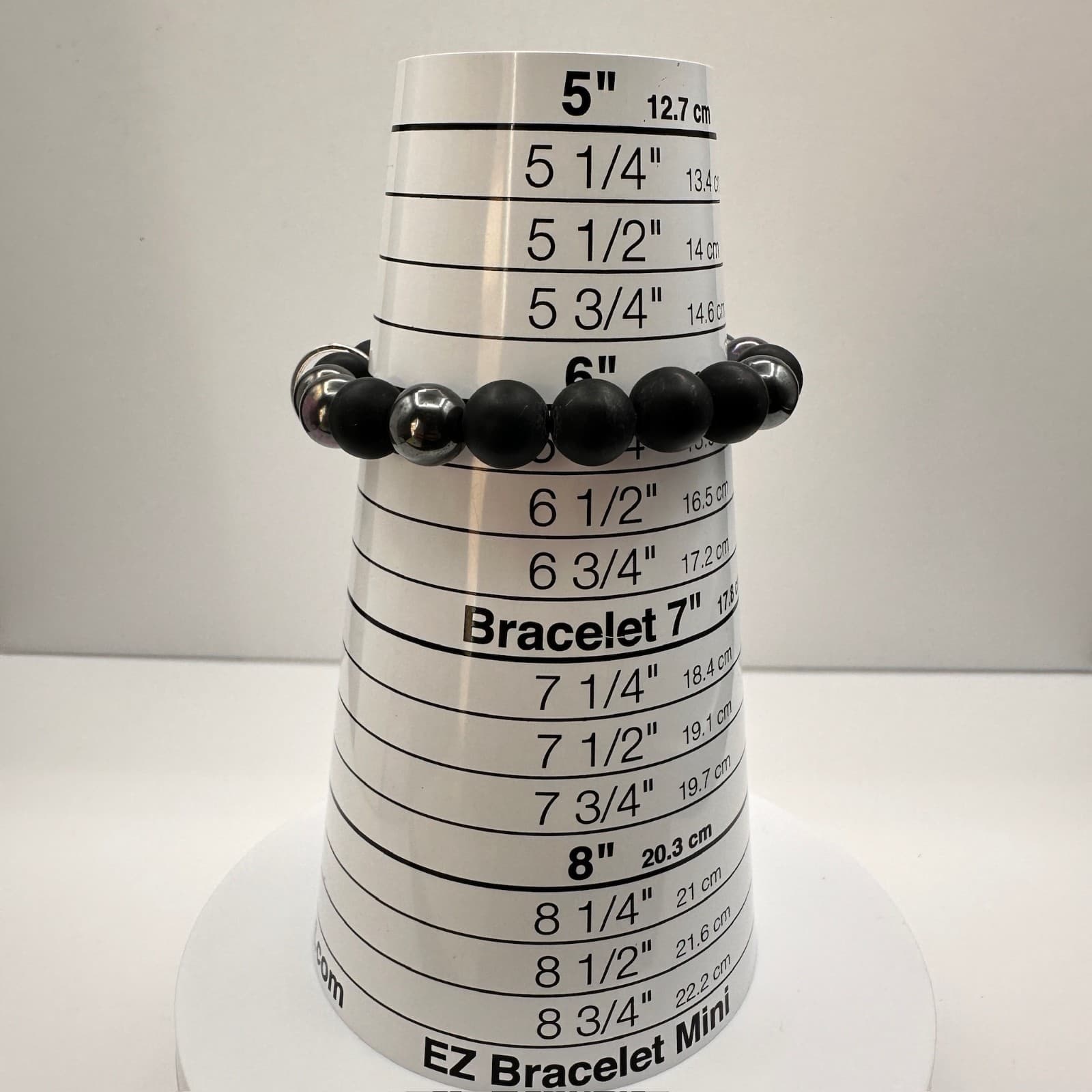 Vintage 80s Black Onyx Hematite Smoky Quartz Beaded Stretch Bracelet Boho - Thumbnail 9