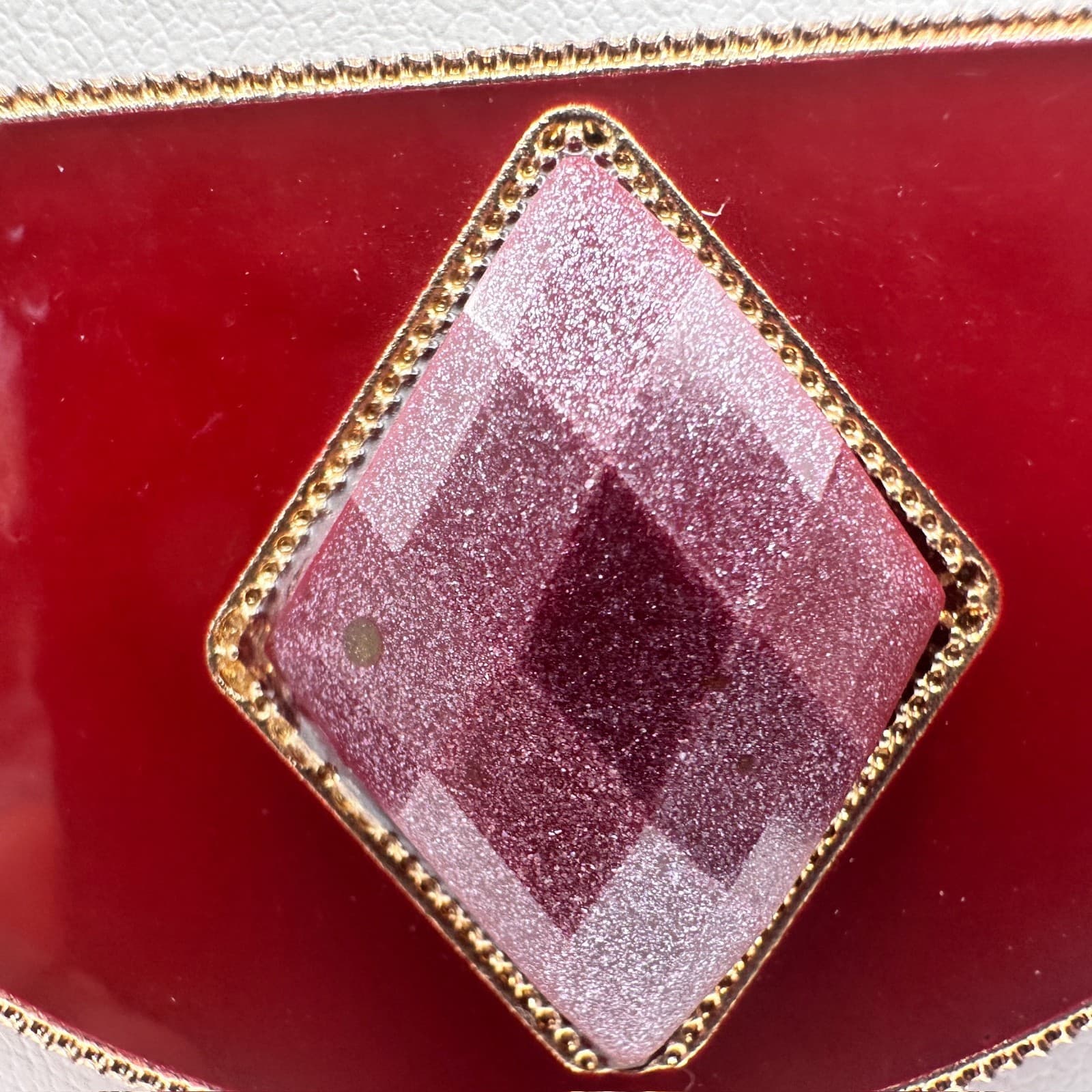 Vintage 90s Statement Bib Necklace Red Geometric Faceted Stones Fashion Jewelry - Thumbnail 5