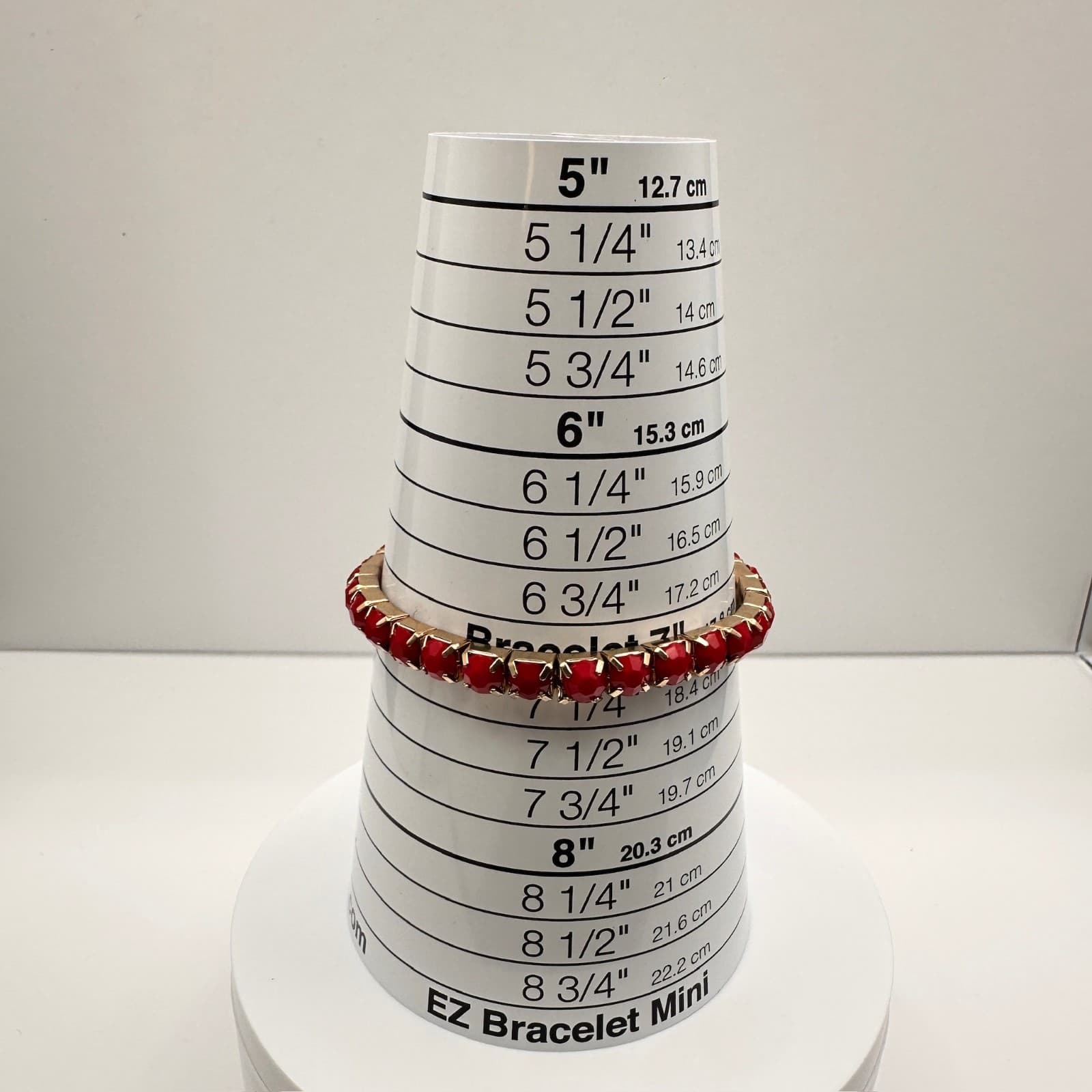 Vintage 90s Red Glass Gold Tone Stretch Bracelet Stackable Fashion Jewelry - Thumbnail 8