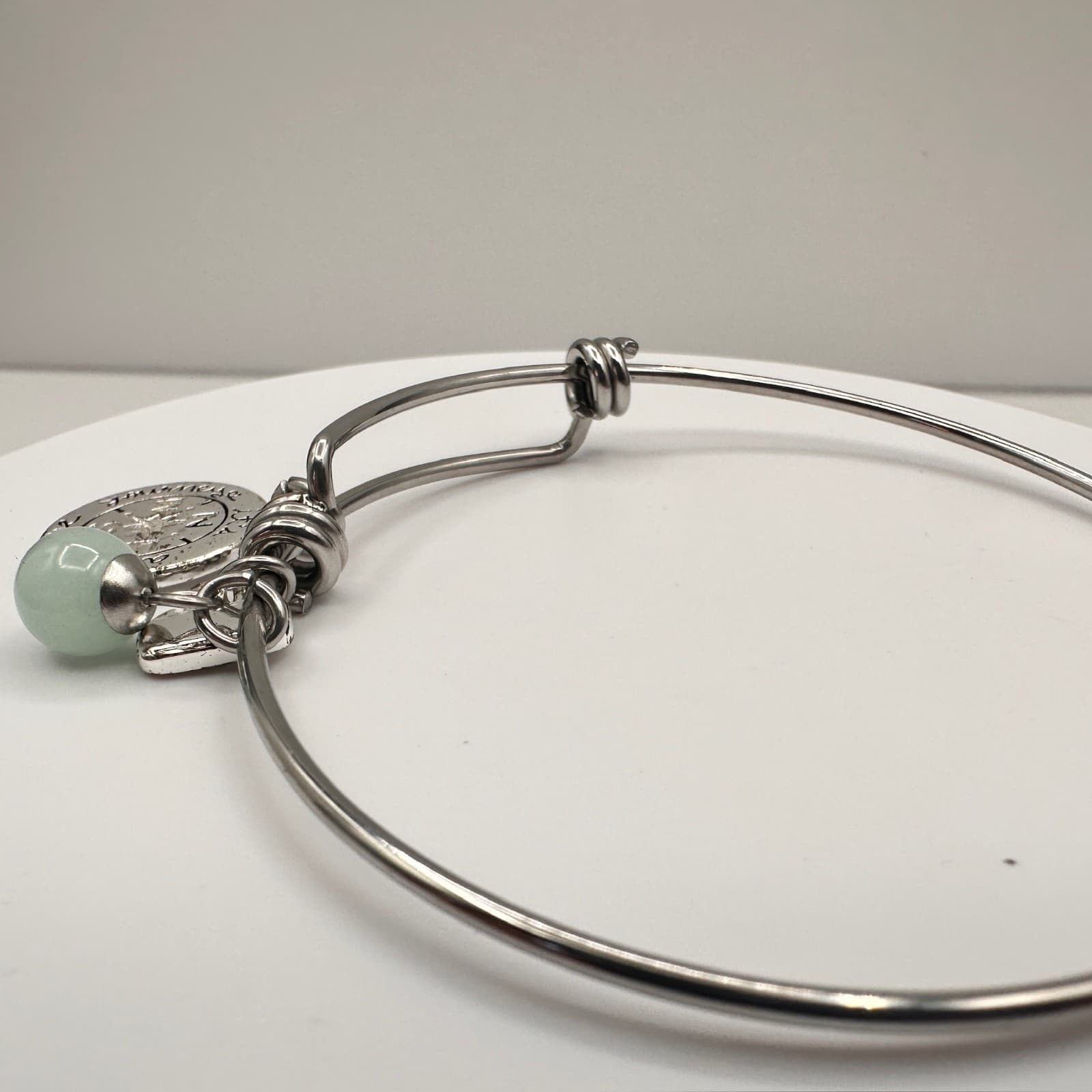 Vintage Y2K Silver Tone Charm Bracelet It’s About The Journey Green Bead Jewelry - Thumbnail 13