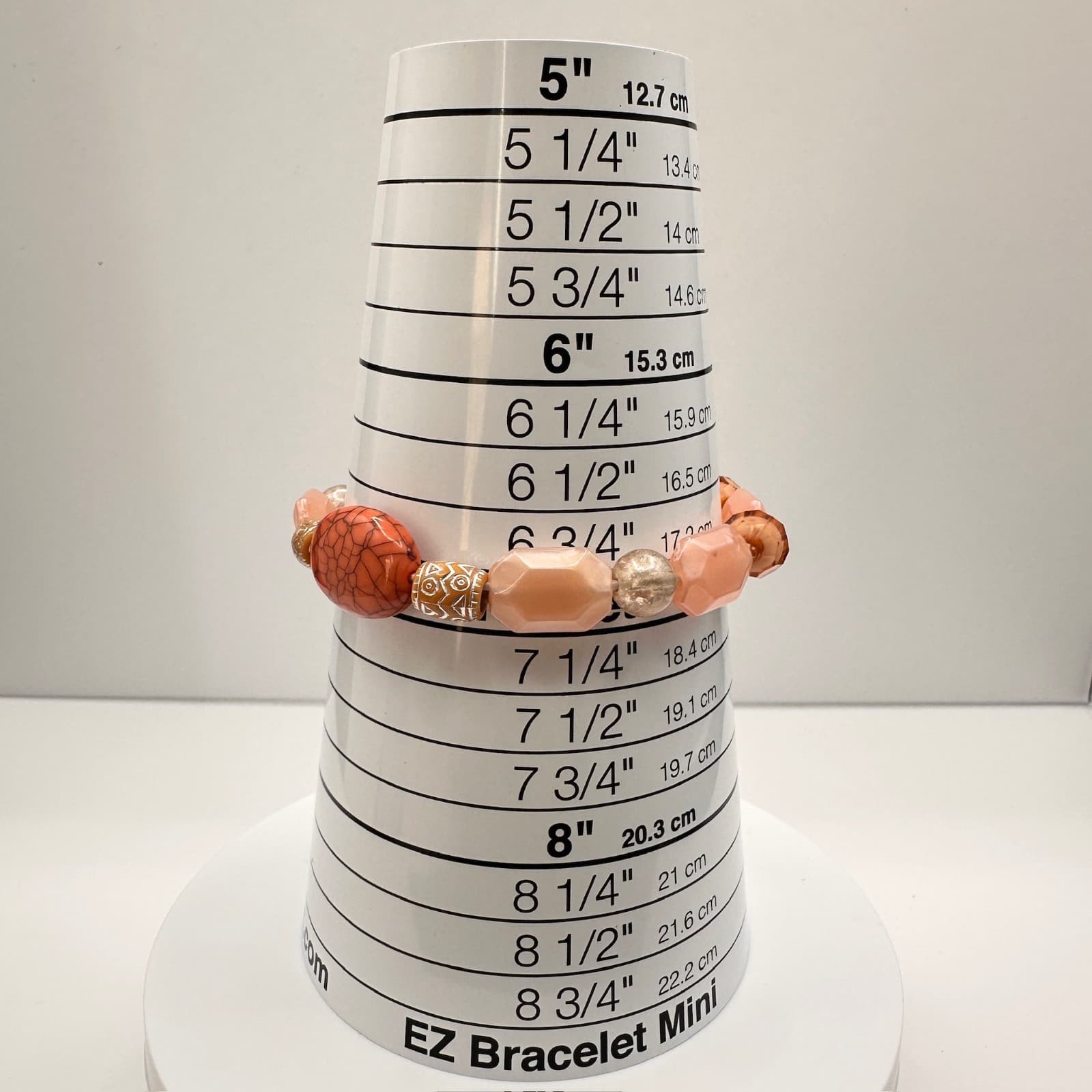 Vintage 90s Beaded Stretch Bracelet Orange Faux Turquoise Peach Glass Jewelry - Thumbnail 11