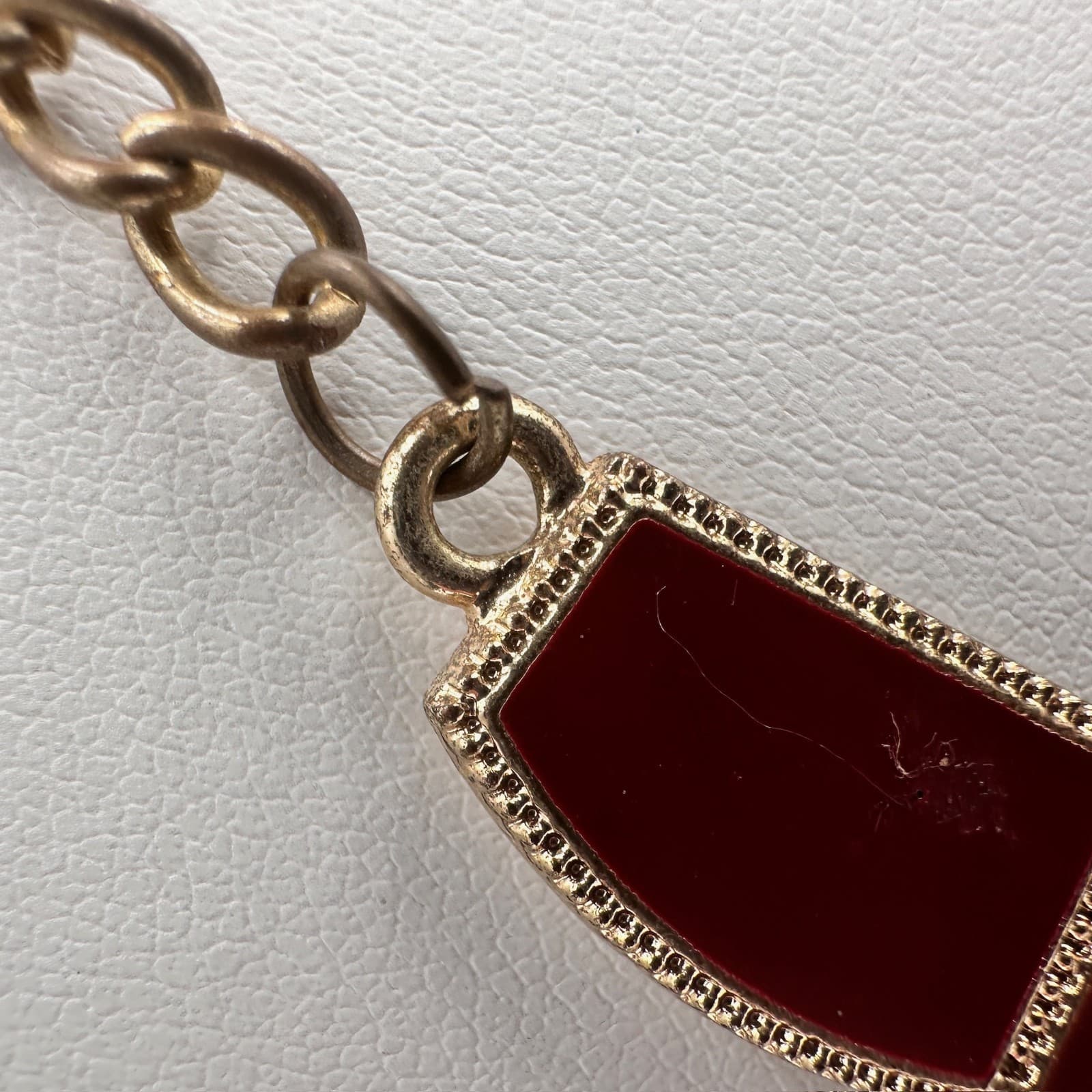 Vintage 90s Statement Bib Necklace Red Geometric Faceted Stones Fashion Jewelry - Thumbnail 7