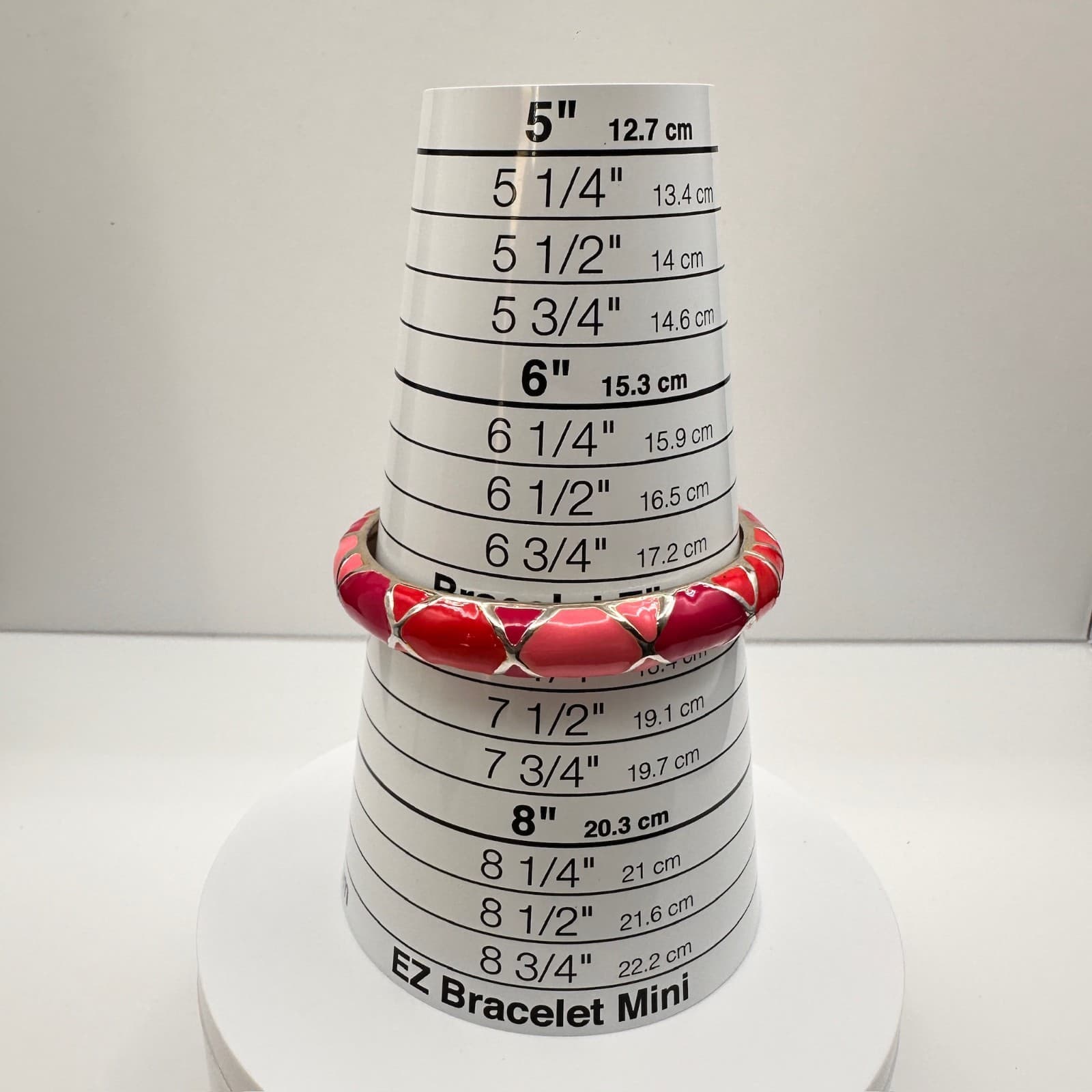 Vintage Y2K Pink & Red Enamel Bracelet Silver Tone Geometric Statement Jewelry - Thumbnail 11