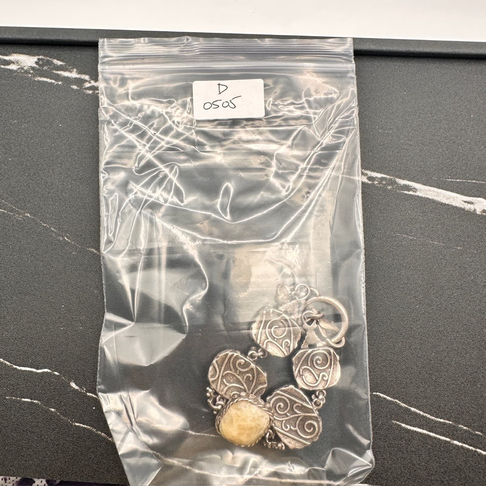 Vintage 90s Statement Link Bracelet Natural Yellow Quartz Silver Tone Chunky - Thumbnail 12