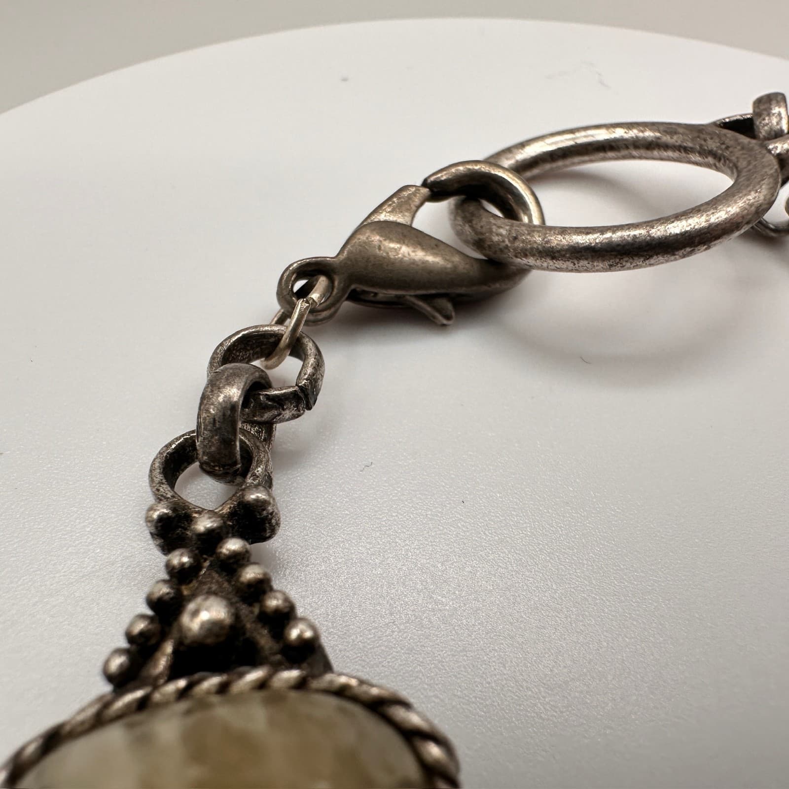 Vintage 90s Statement Link Bracelet Natural Yellow Quartz Silver Tone Chunky - Thumbnail 8