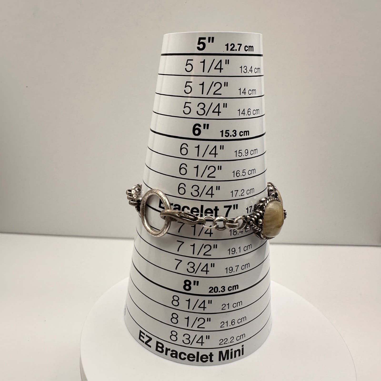 Vintage 90s Statement Link Bracelet Natural Yellow Quartz Silver Tone Chunky - Thumbnail 11