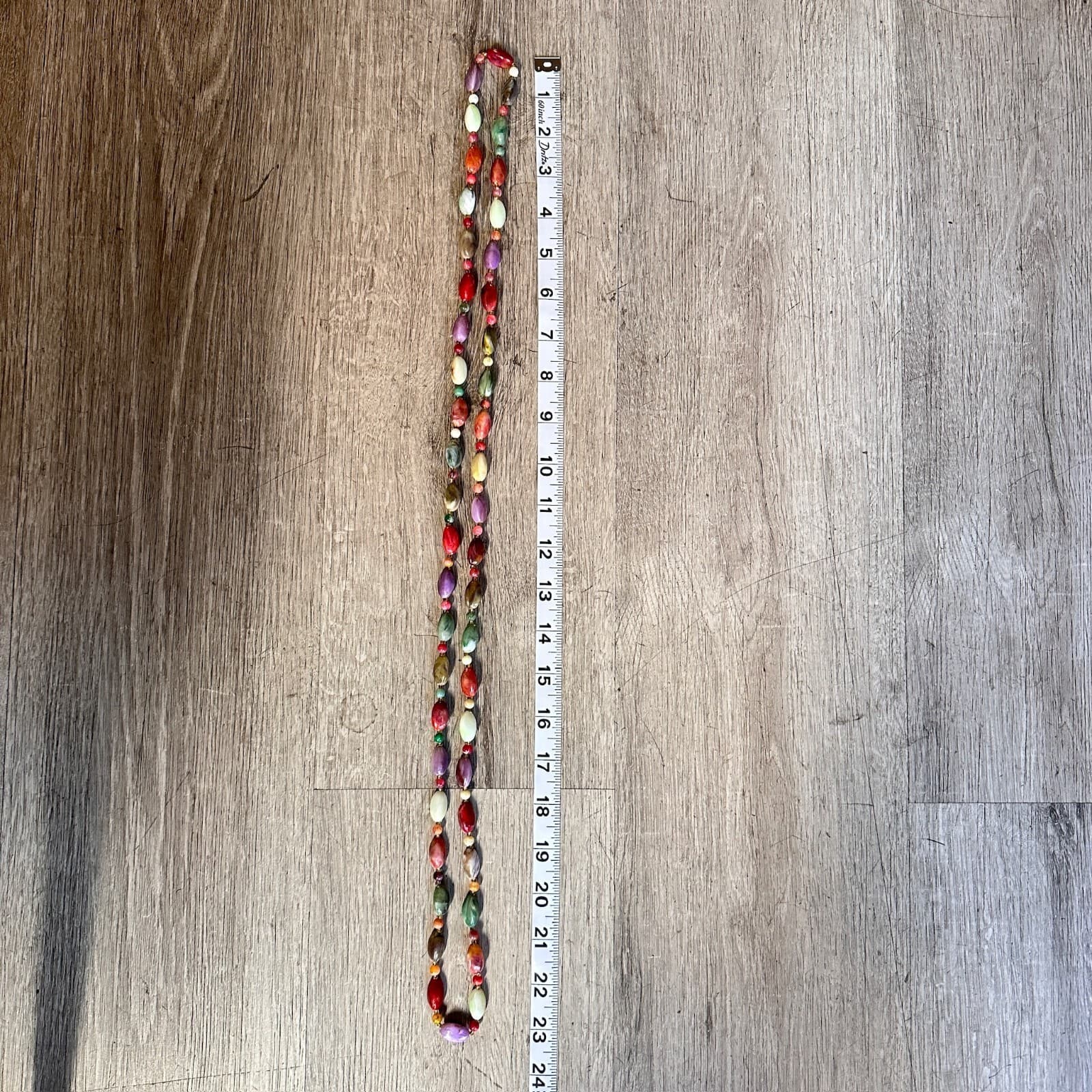 Vintage 80s Marbled Bead Double Strand Fashion Necklace Statement Jewelry - Thumbnail 11