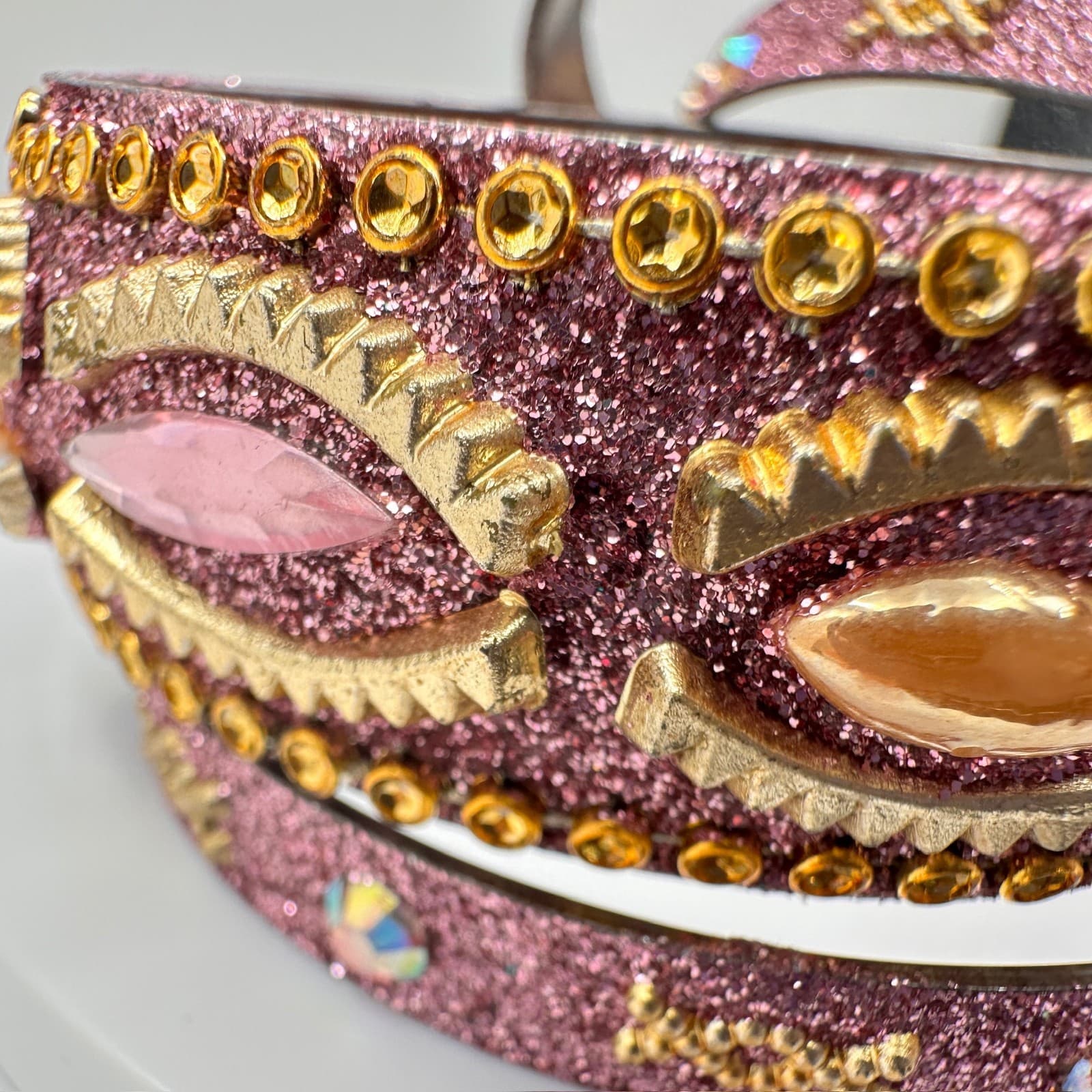 Vintage 90s Pink Glitter Bangle Bracelet Set Rhinestone Boho Women's Jewelry - Thumbnail 13