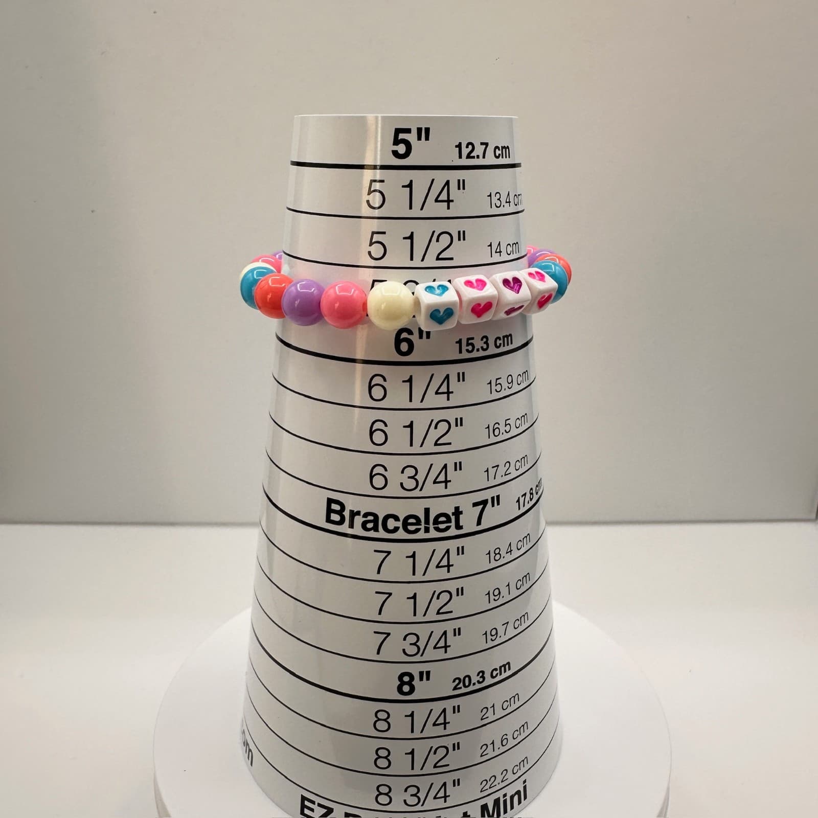 Vintage Y2K 90s Handmade Beaded Bracelet Heart Charm Cube Beads Kandi Jewelry - Thumbnail 9