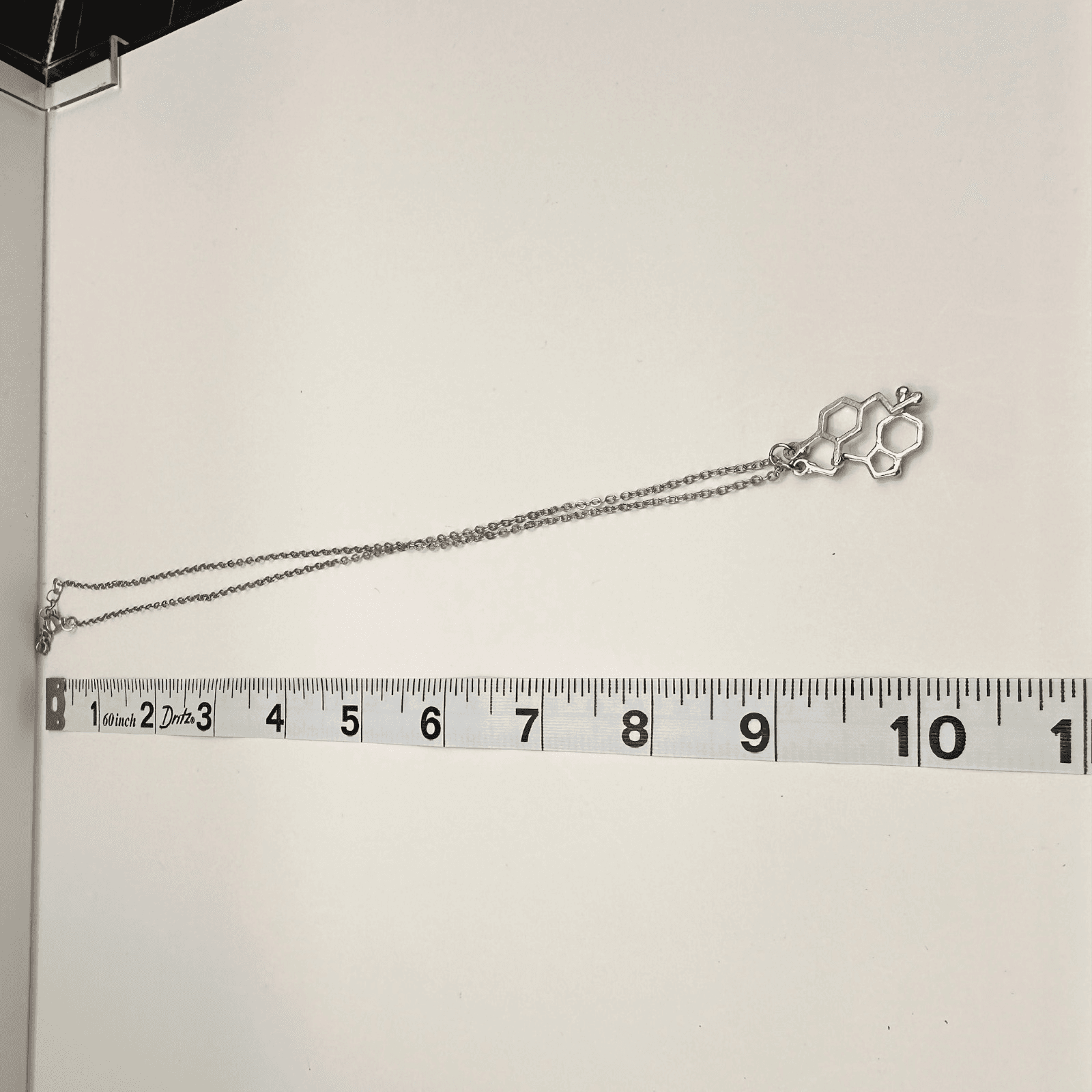 Vintage Y2K Serotonin Molecule Pendant Necklace Silver Tone Chemistry Jewelry - Thumbnail 13