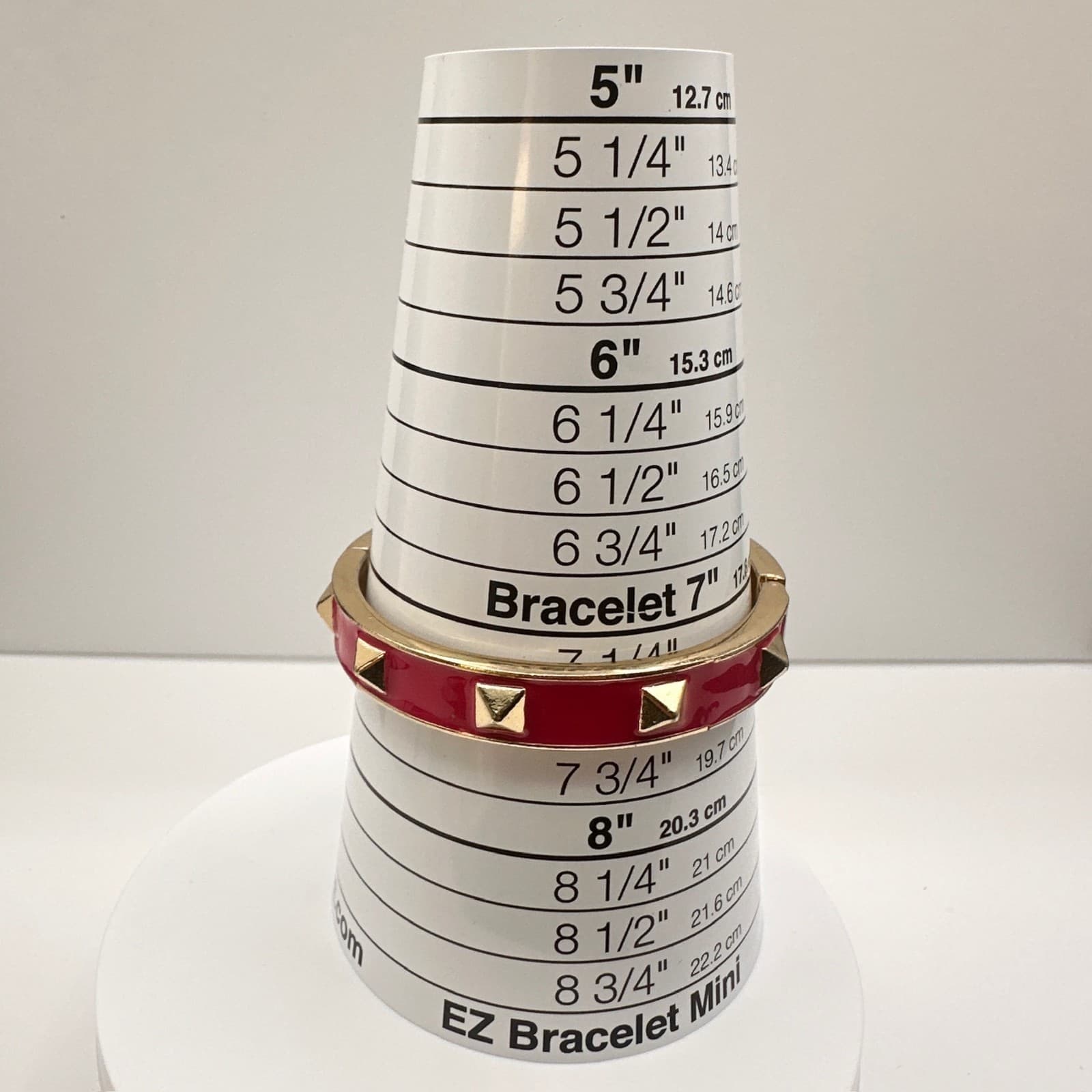 Vintage 90s Red Enamel Gold Tone Studded Hinged Bracelet Punk Rocker Jewelry - Thumbnail 10