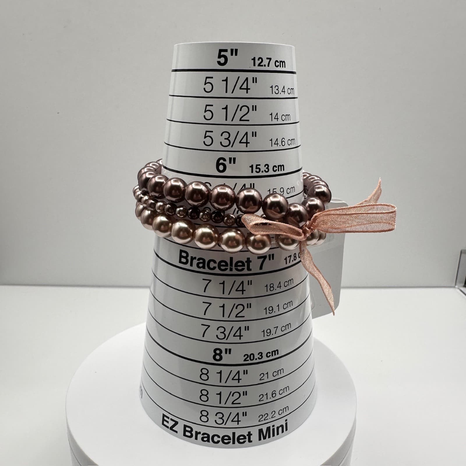 Vintage 90s Croft &Barrow Multi-Strand Bronze Tone Pearl Stretch Bracelet Ribbon - Thumbnail 13