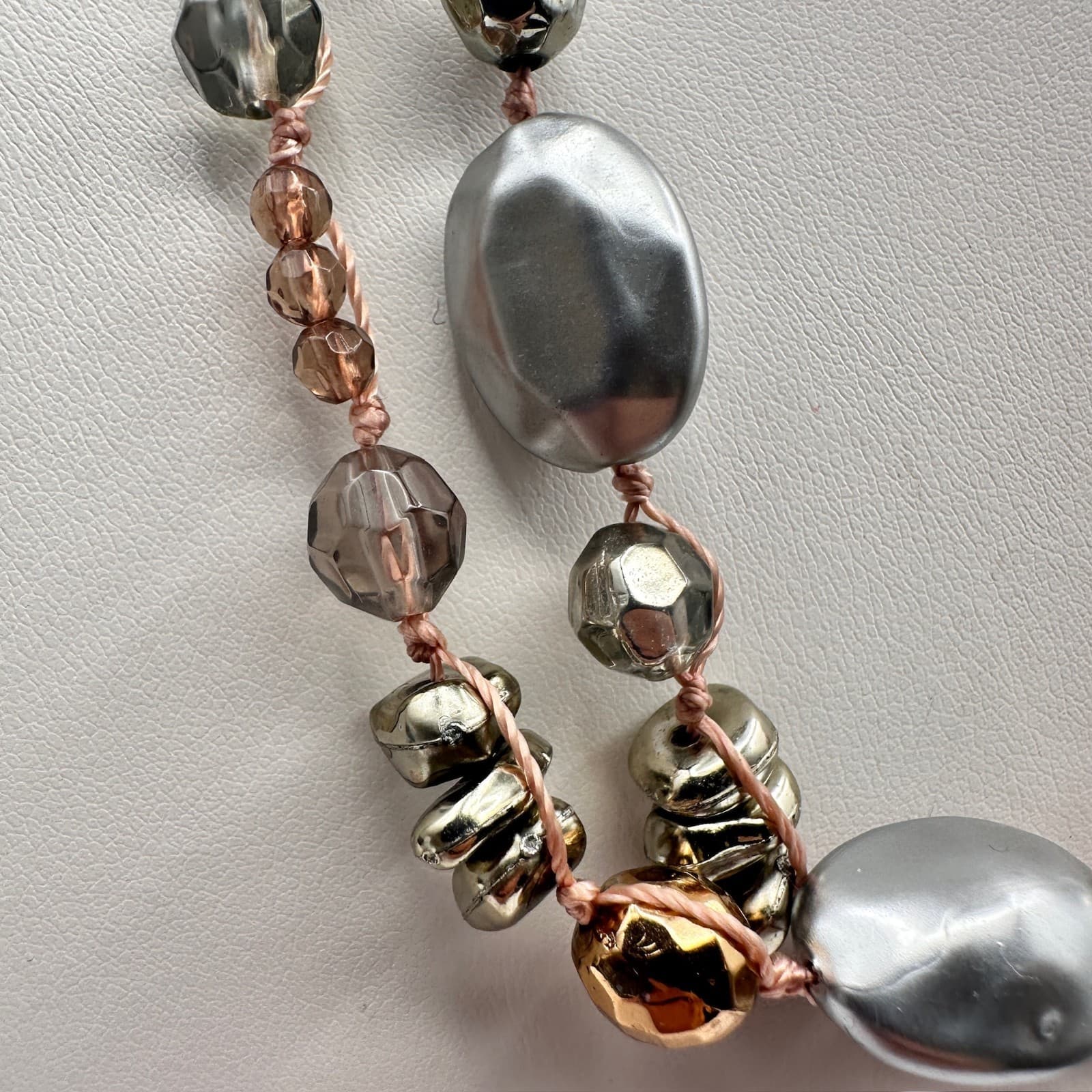 Vintage 90s Cookie Lee Multi-Strand Shell & Glass Bead Necklace Women's Jewelry - Thumbnail 3