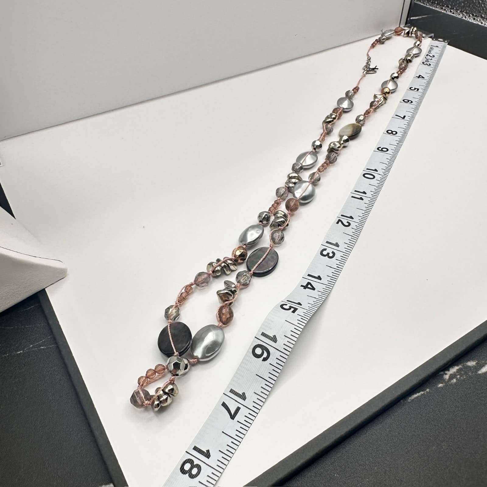 Vintage 90s Cookie Lee Multi-Strand Shell & Glass Bead Necklace Women's Jewelry - Thumbnail 12