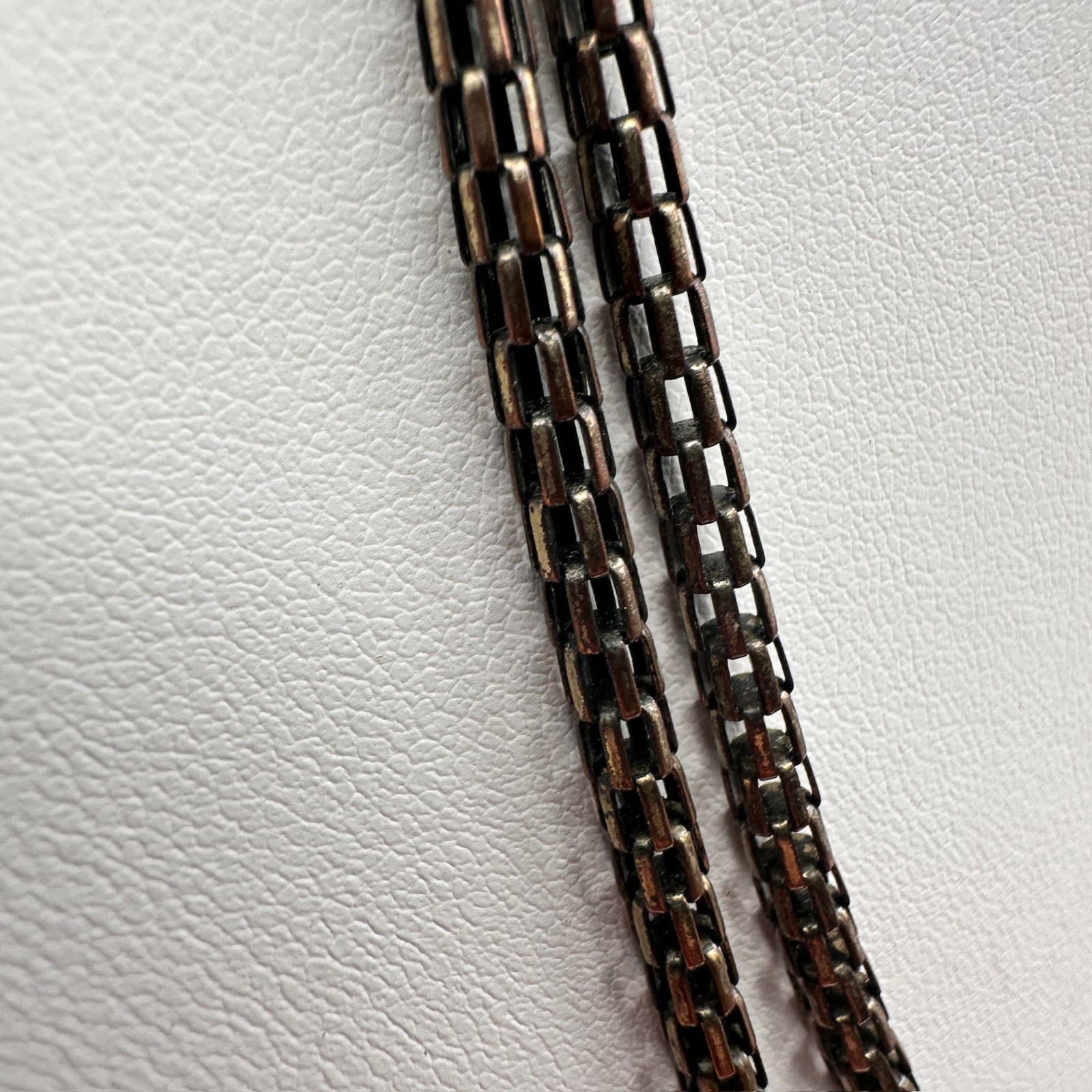 Vintage 90s Jewelry Long Box Link Chain Necklace Bronze Tone Retro Fashion - Thumbnail 3