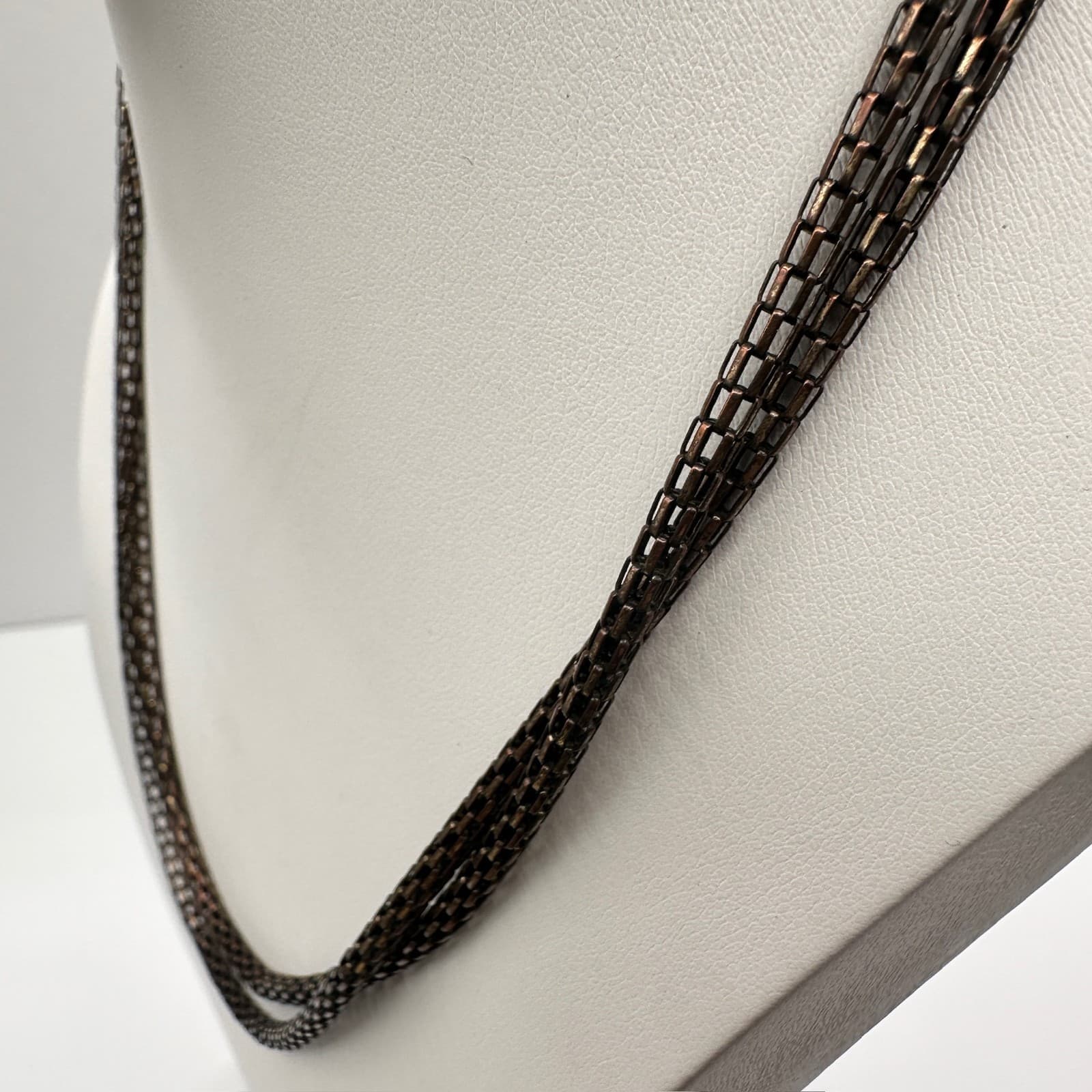 Vintage 90s Jewelry Long Box Link Chain Necklace Bronze Tone Retro Fashion - Thumbnail 7