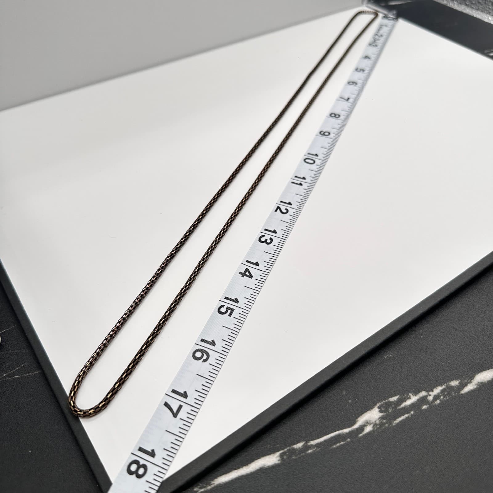 Vintage 90s Jewelry Long Box Link Chain Necklace Bronze Tone Retro Fashion - Thumbnail 8