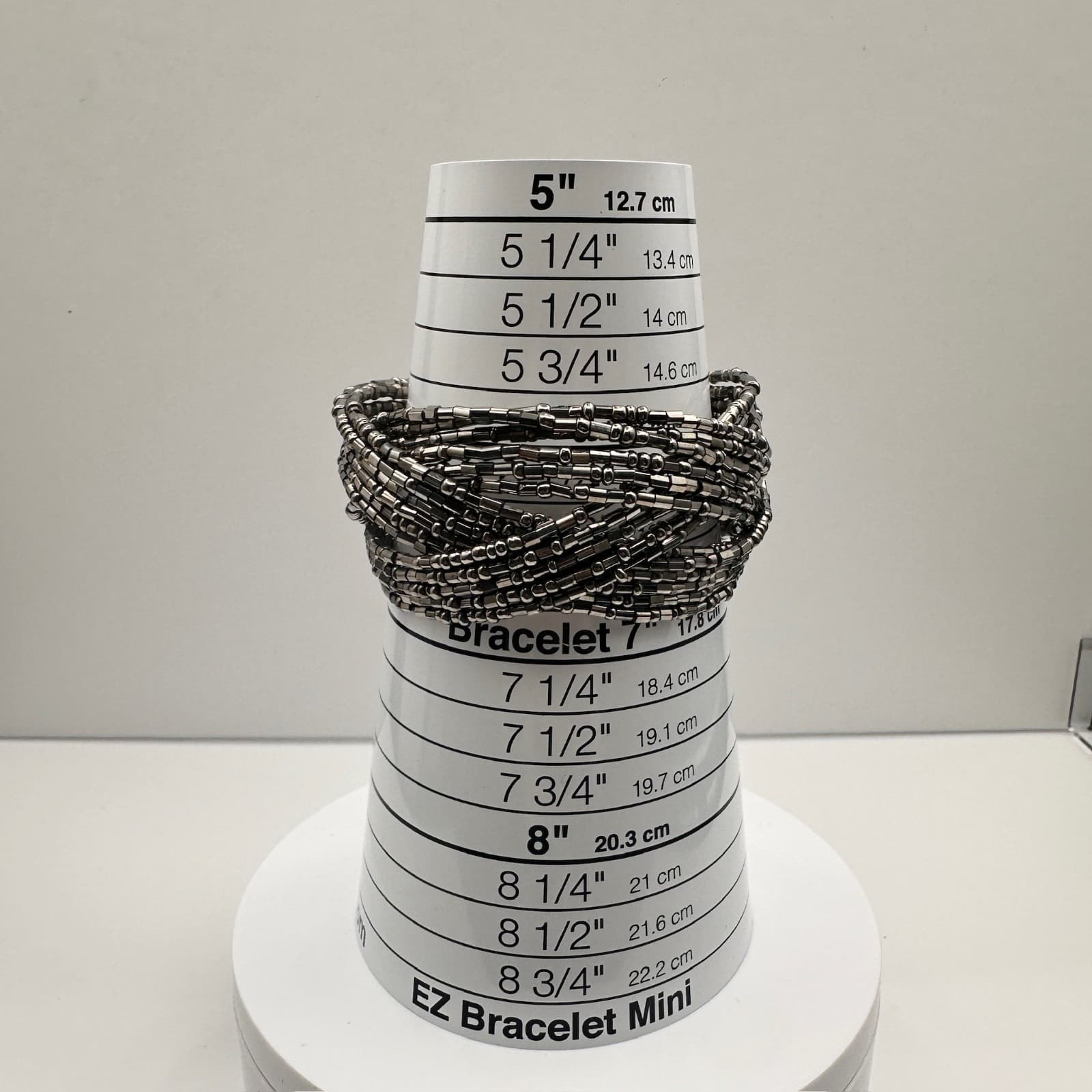 Vintage 90s Silver Tone Multi-Strand Beaded Wide Cuff Bracelet Women's Jewelry - Thumbnail 11