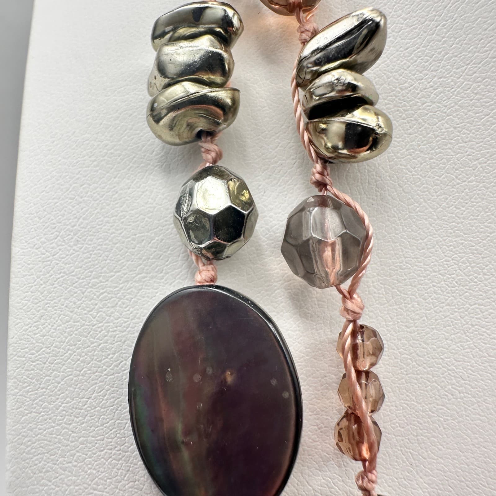 Vintage 90s Cookie Lee Multi-Strand Shell & Glass Bead Necklace Women's Jewelry - Thumbnail 5