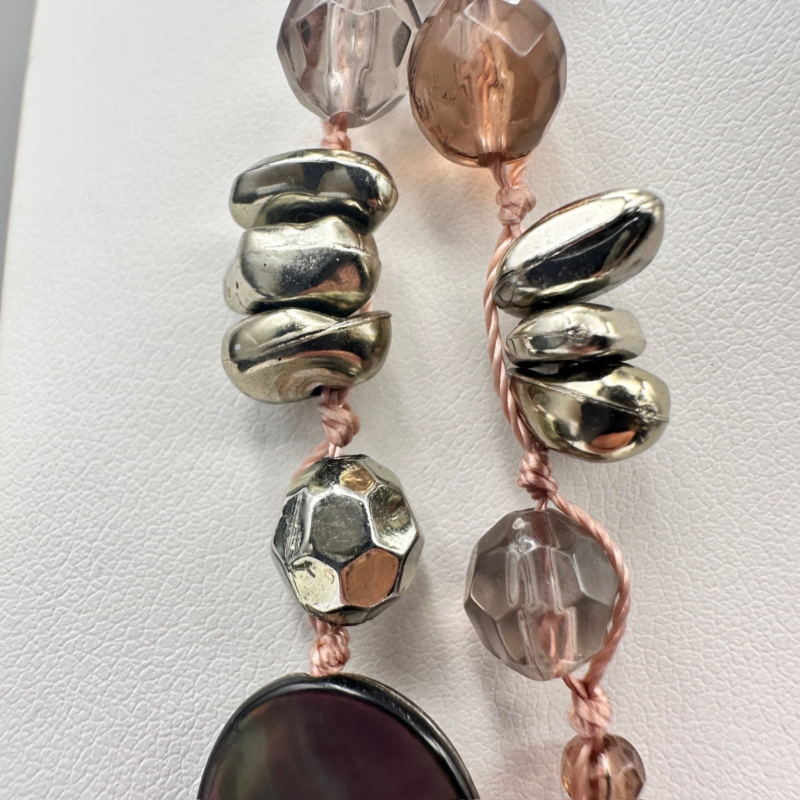 Vintage 90s Cookie Lee Multi-Strand Shell & Glass Bead Necklace Women's Jewelry - Thumbnail 6