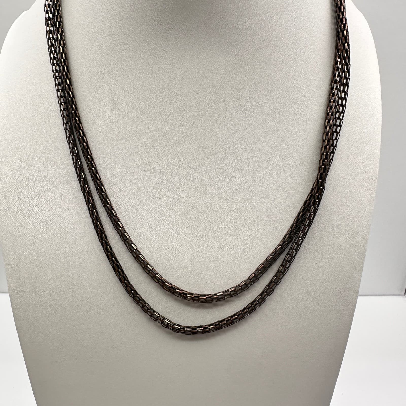 Vintage 90s Jewelry Long Box Link Chain Necklace Bronze Tone Retro Fashion - Thumbnail 6